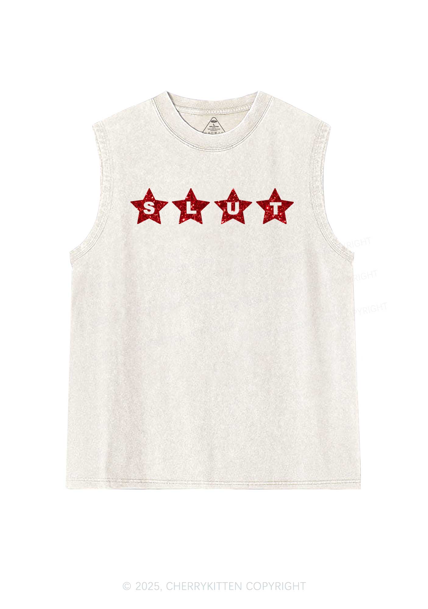 Glitter Slxt Y2K Washed Muscle Tank Cherrykitten