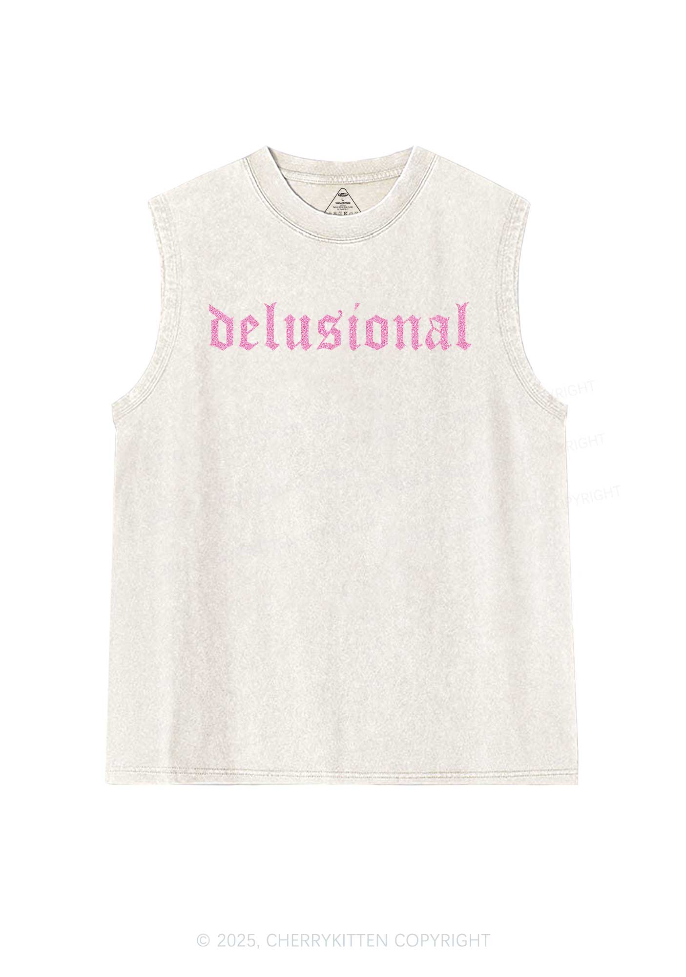 Glitter Delusional Y2K Washed Muscle Tank Cherrykitten