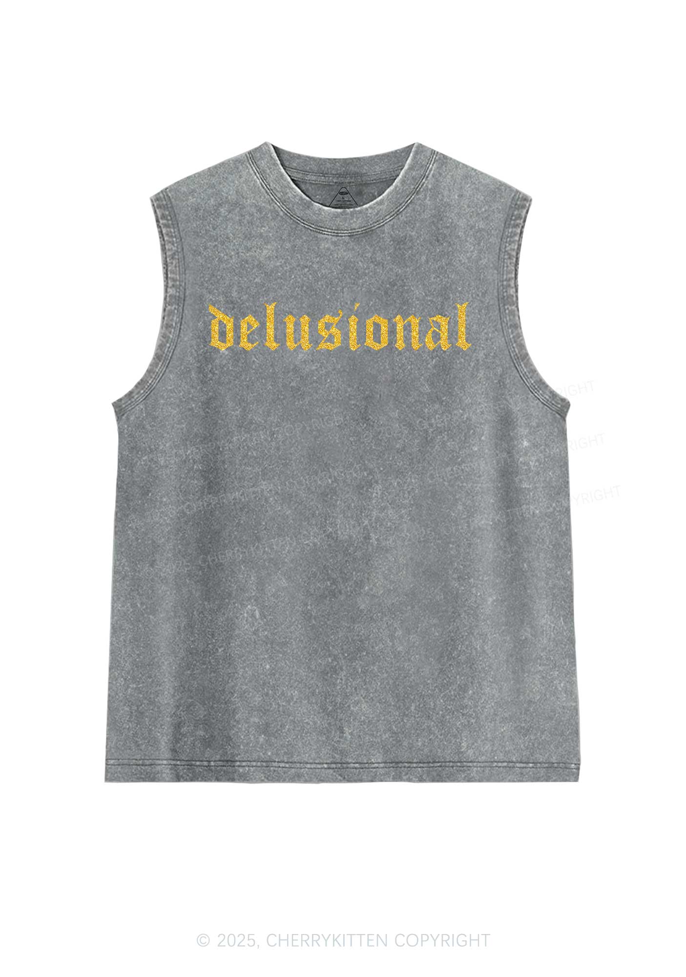 Glitter Delusional Y2K Washed Muscle Tank Cherrykitten