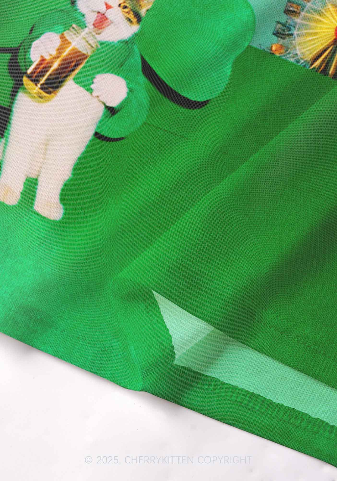 Lucky Cat St Patricks Y2K Mesh Cami Tank Cherrykitten