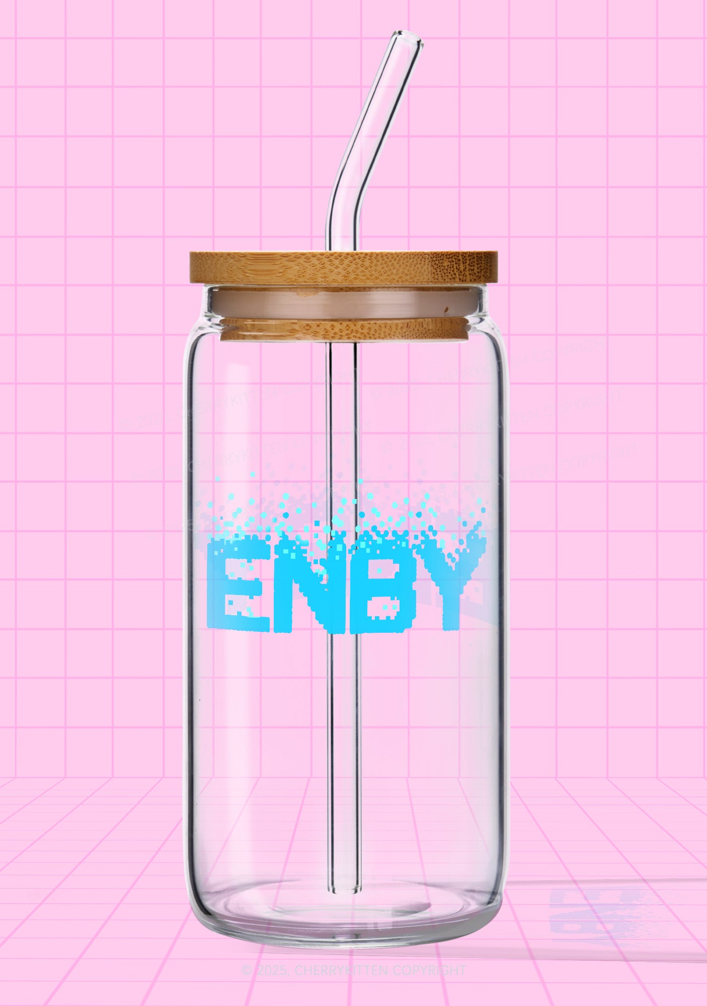 ENBY Pride Y2K Printed Glass Cup Cherrykitten
