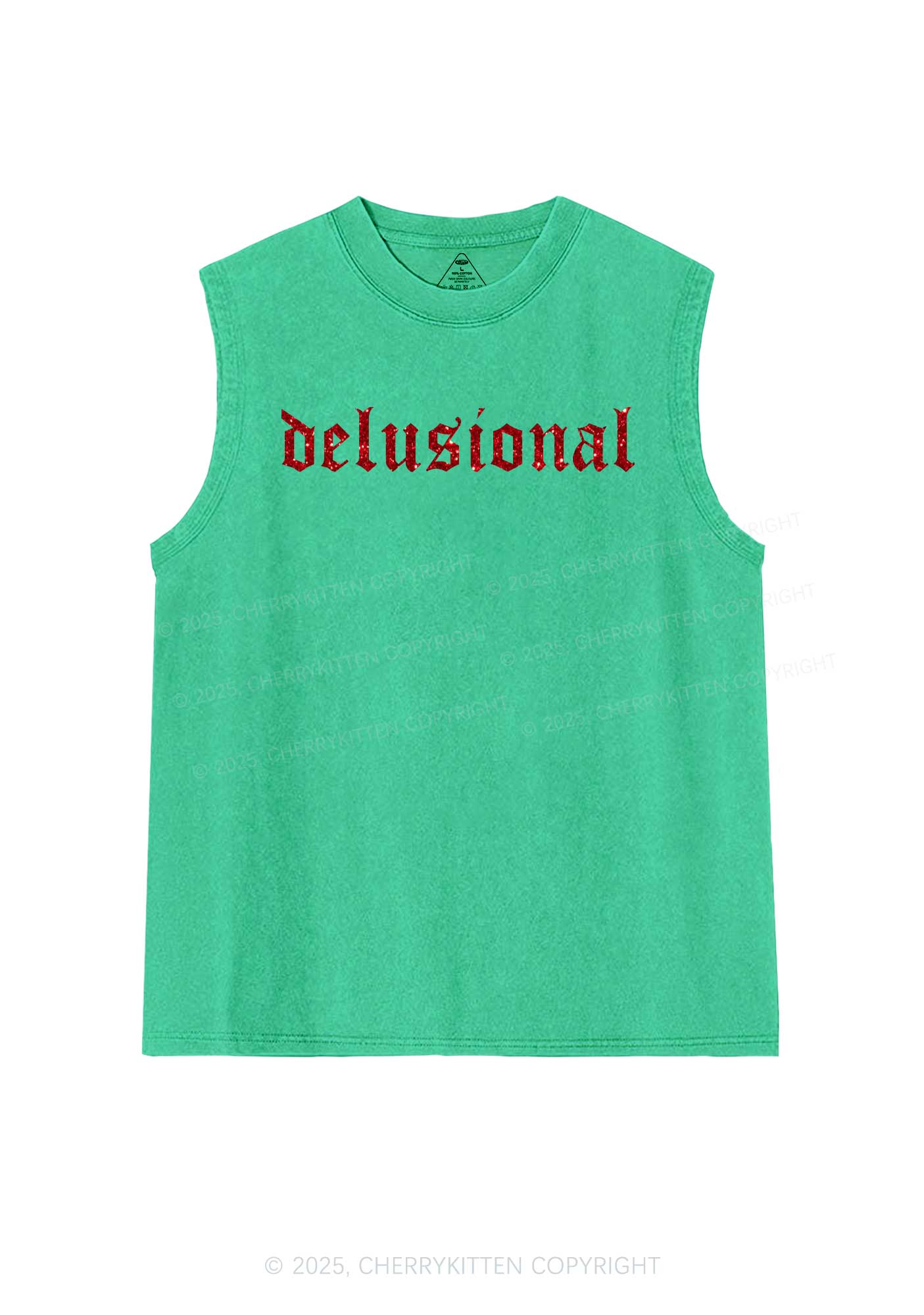 Glitter Delusional Y2K Washed Muscle Tank Cherrykitten