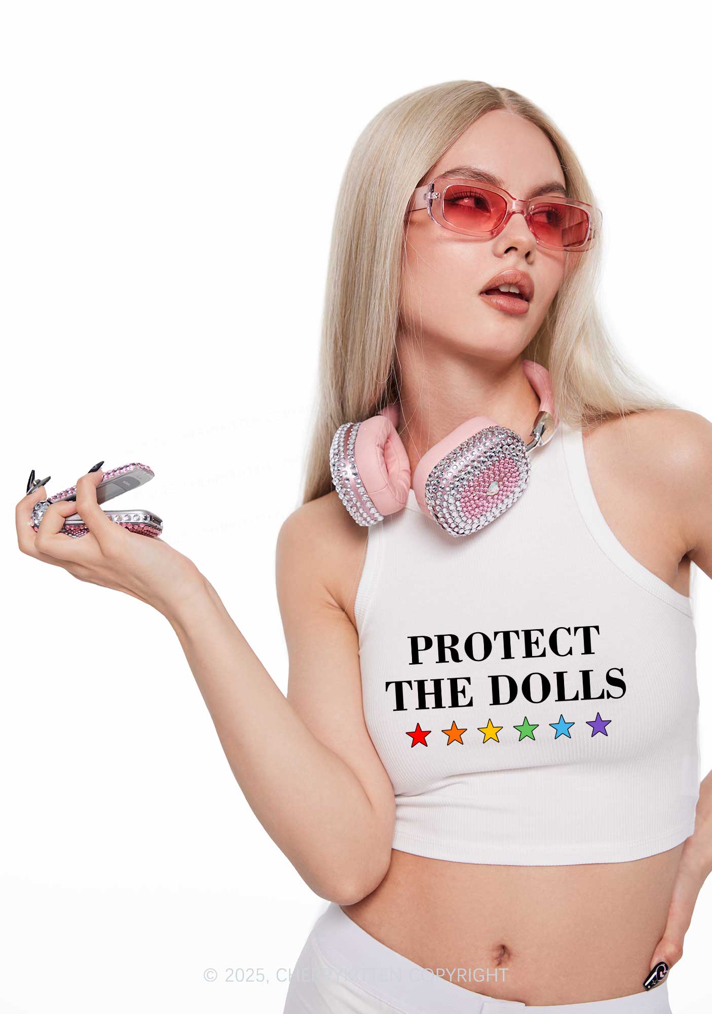 Protect The Dolls Pride Y2K Crop Tank Top Cherrykitten