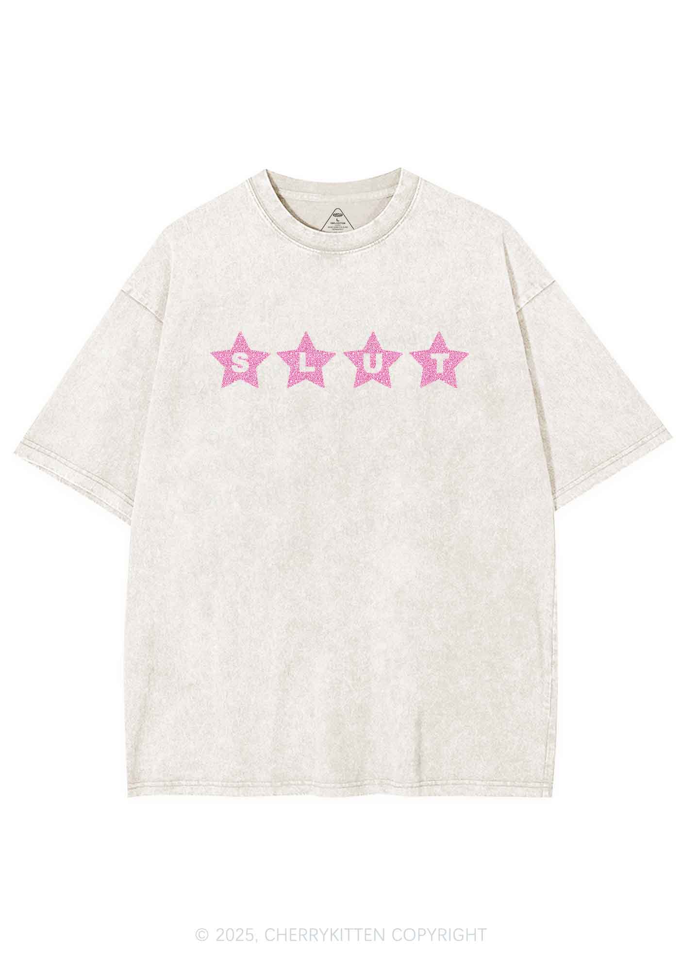 Glitter Slxt Y2K Shirts Washed Tee Cherrykitten