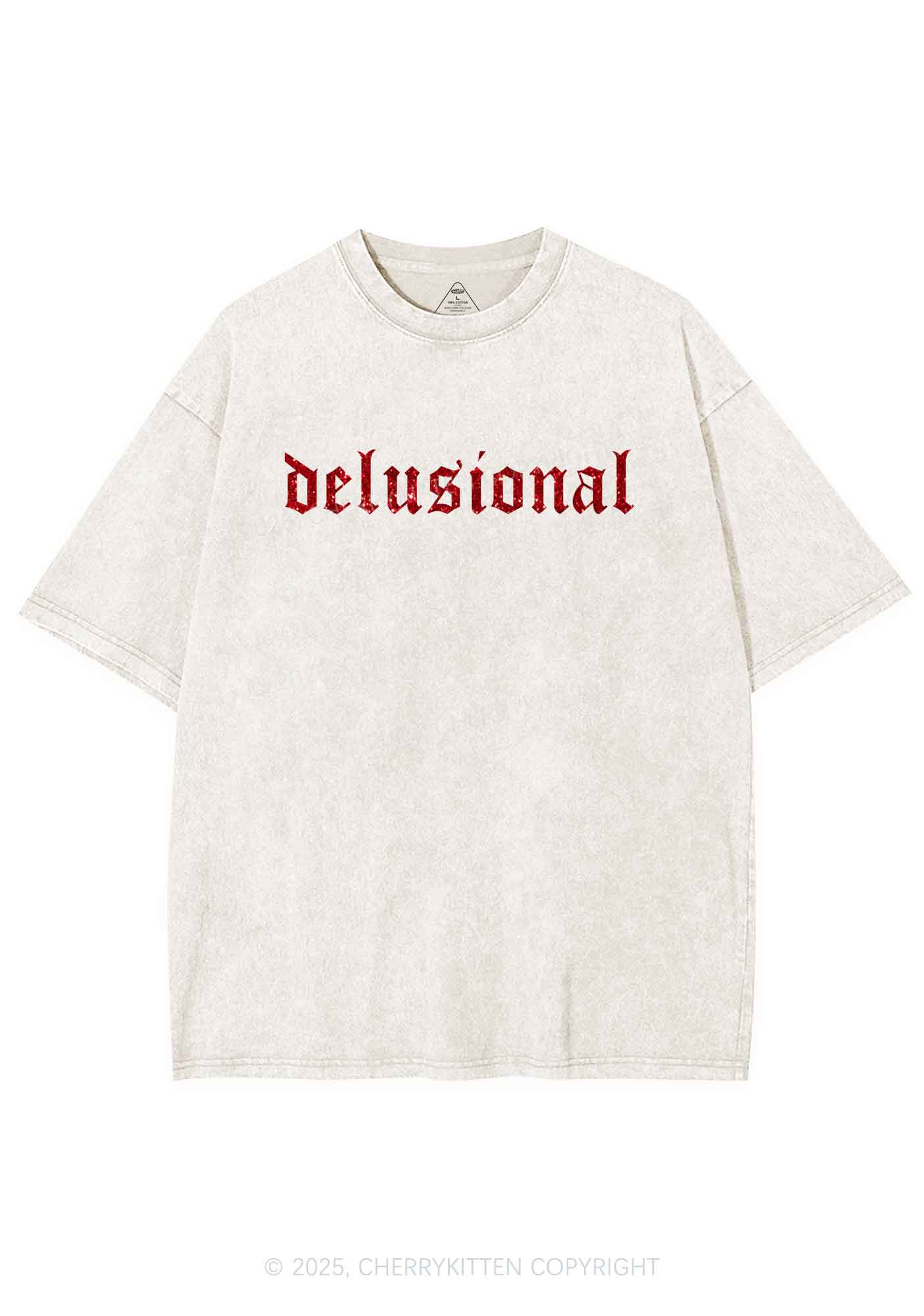 Glitter Delusional Y2K Shirts Washed Tee Cherrykitten