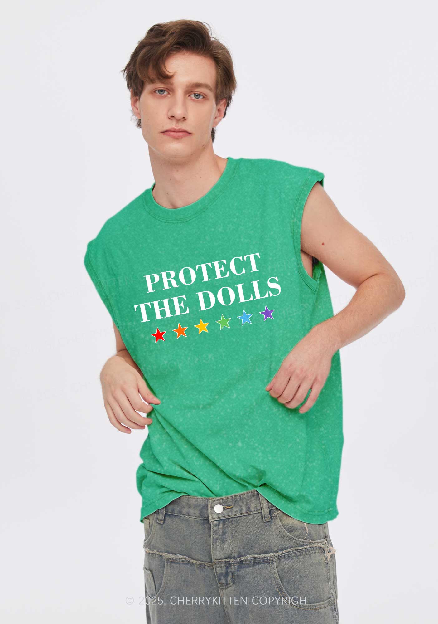 Protect The Dolls Pride Y2K Washed Muscle Tank Cherrykitten