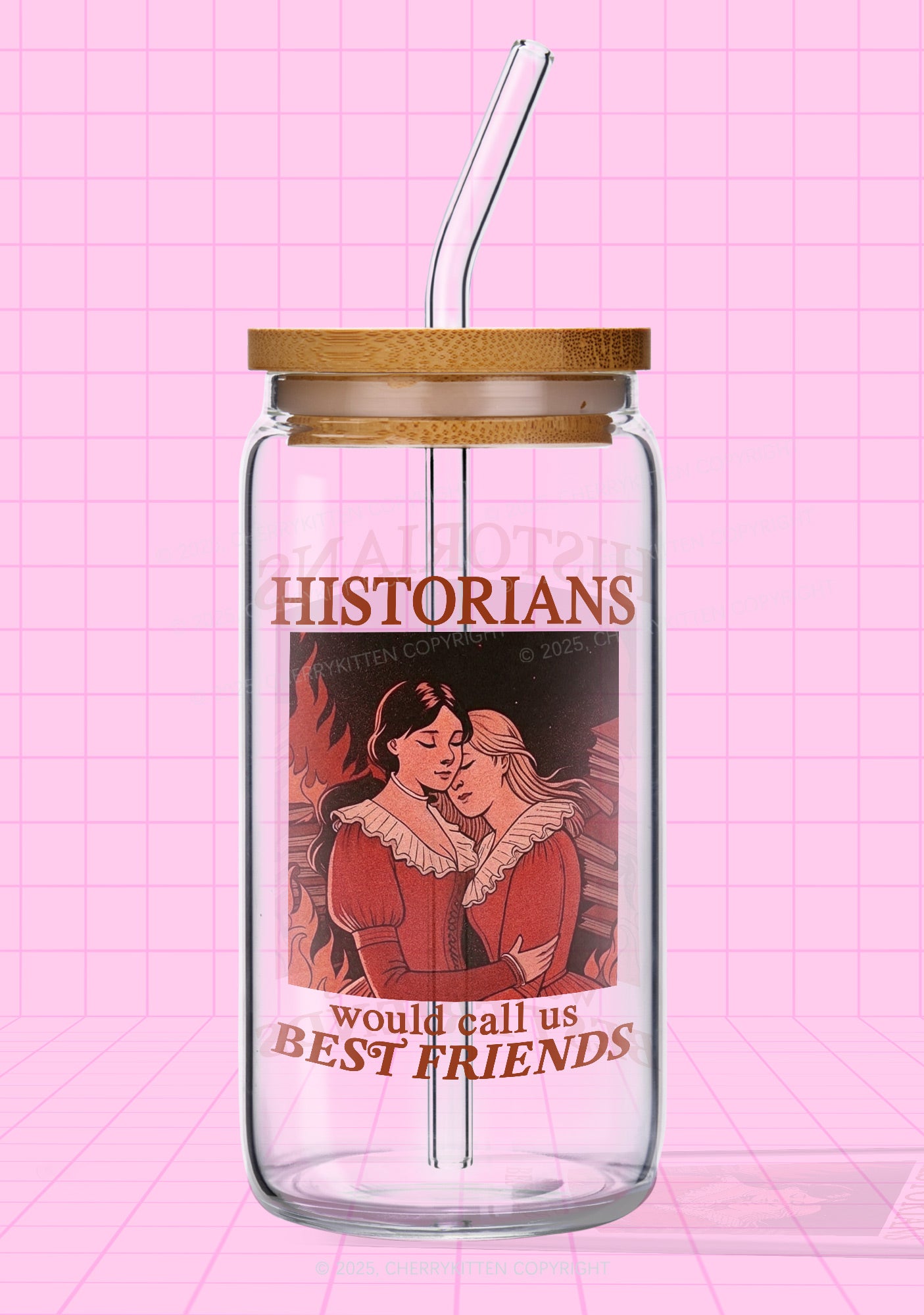 Call Us Best Friends Pride Y2K Printed Glass Cup Cherrykitten