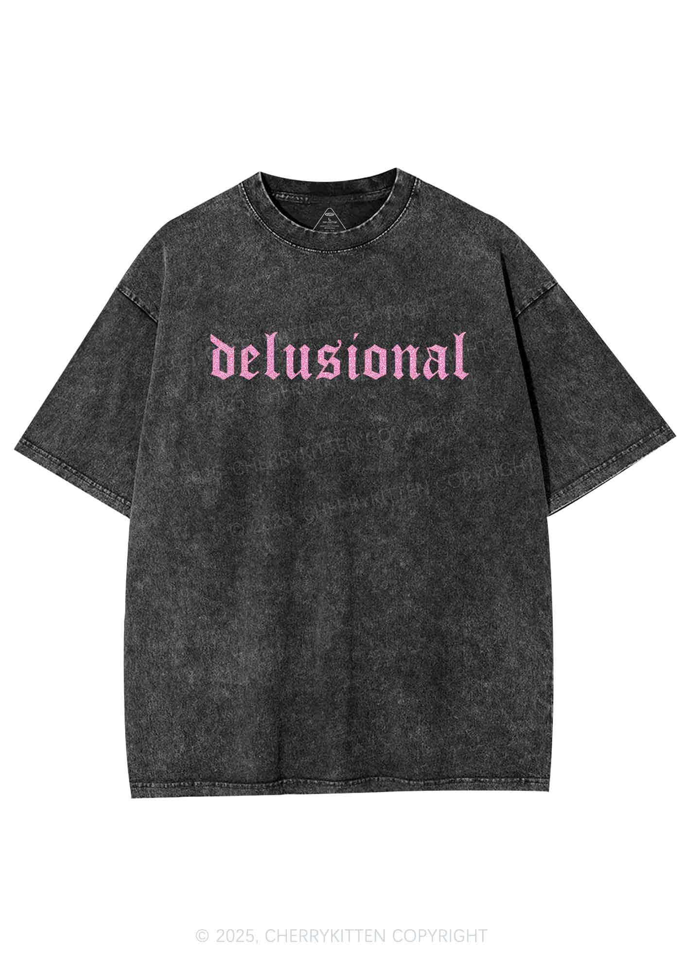 Glitter Delusional Y2K Shirts Washed Tee Cherrykitten
