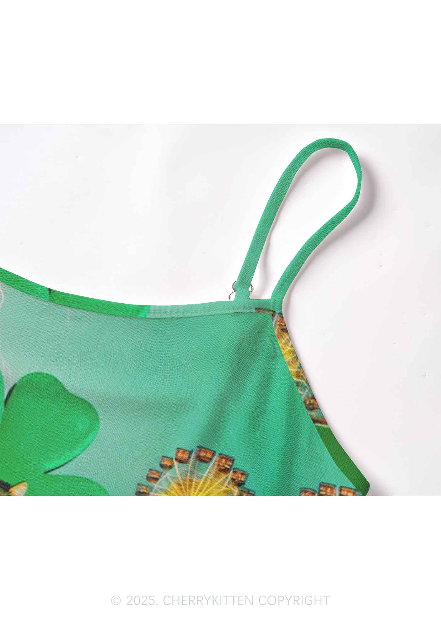 Lucky Cat St Patricks Y2K Mesh Cami Tank Cherrykitten