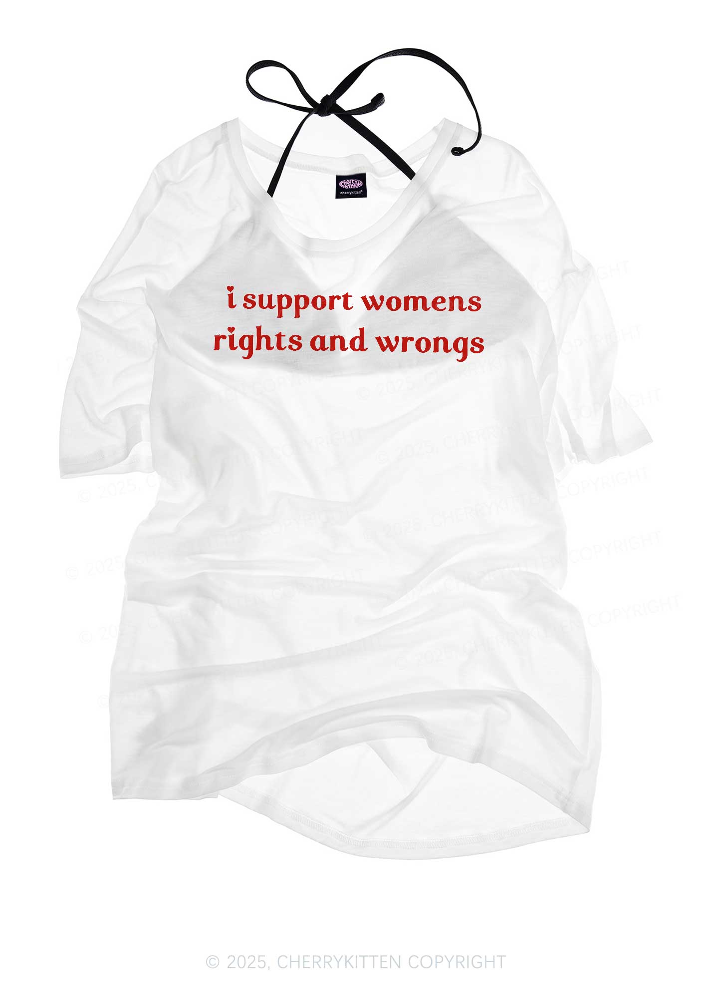 I Support Women Y2K Sheer Boyfriend Tee Cherrykitten
