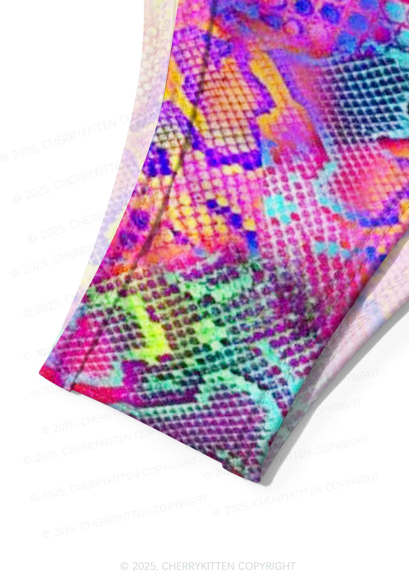 Rainbow Snake Skin Y2K Print Bikini Set Cherrykitten