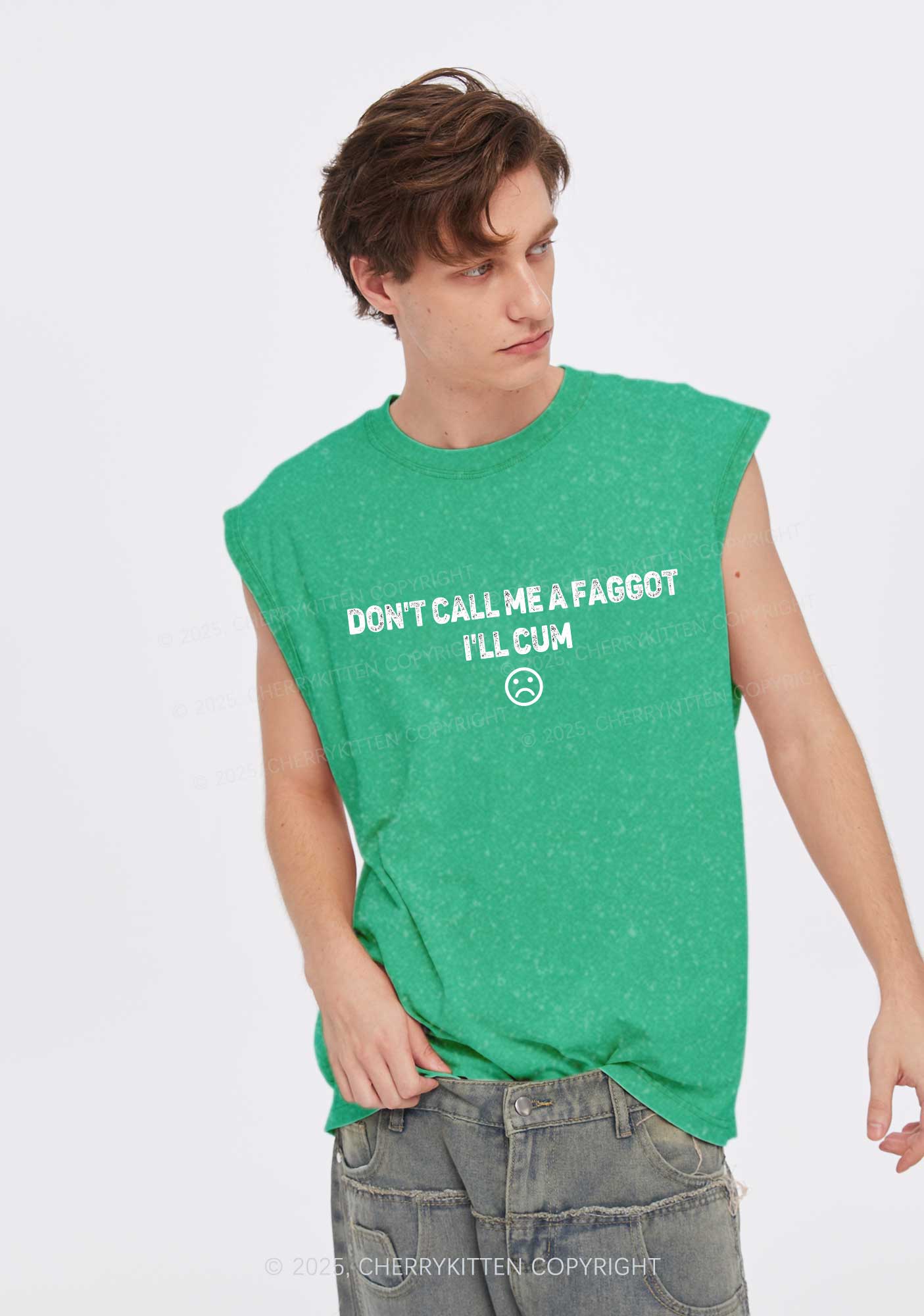 Dont Call Me Faggot Pride Y2K Washed Muscle Tank Cherrykitten