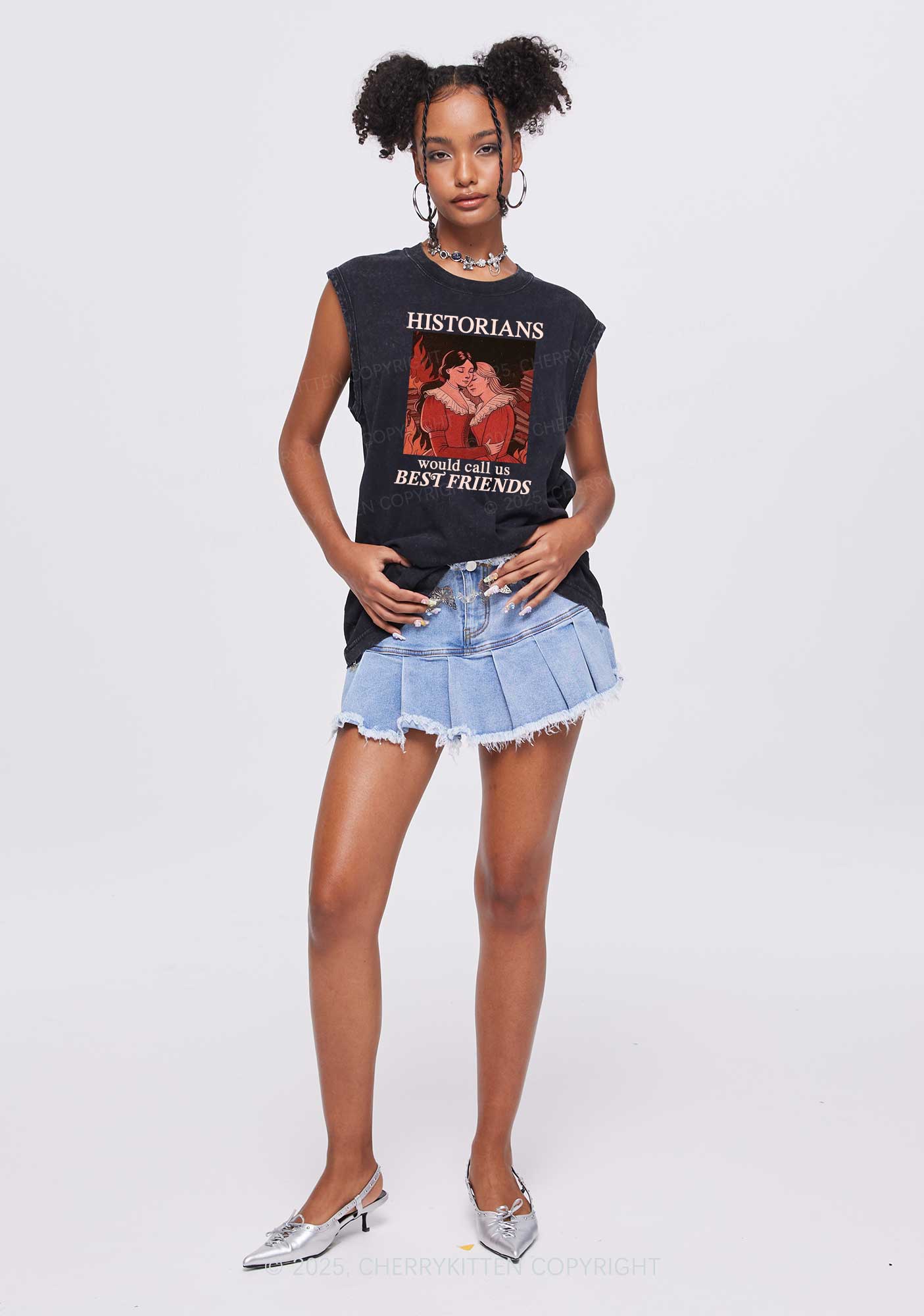 Call Us Best Friends Pride Y2K Washed Muscle Tank Cherrykitten