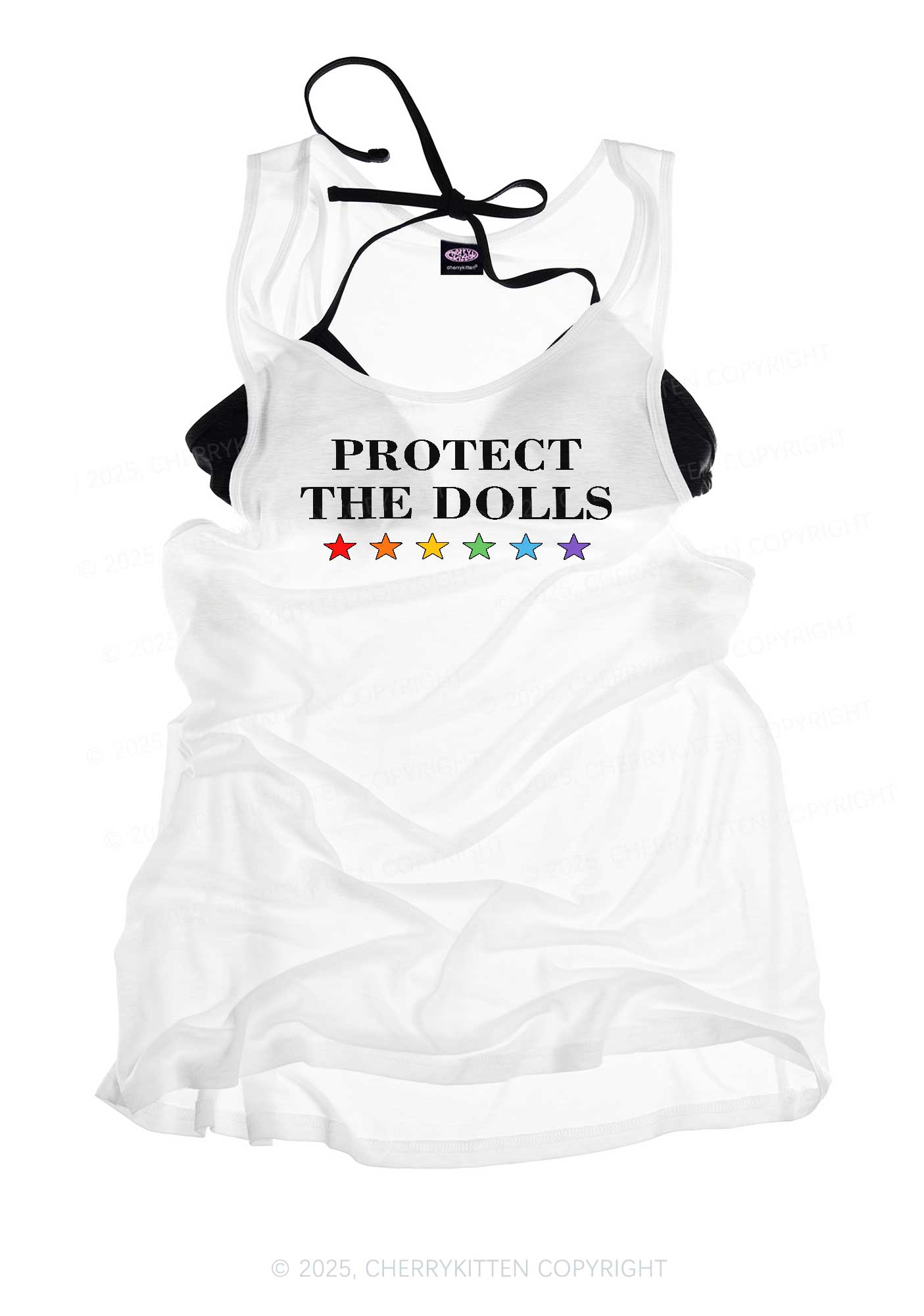 Protect The Dolls Pride Y2K Sheer Boyfriend Tank Cherrykitten