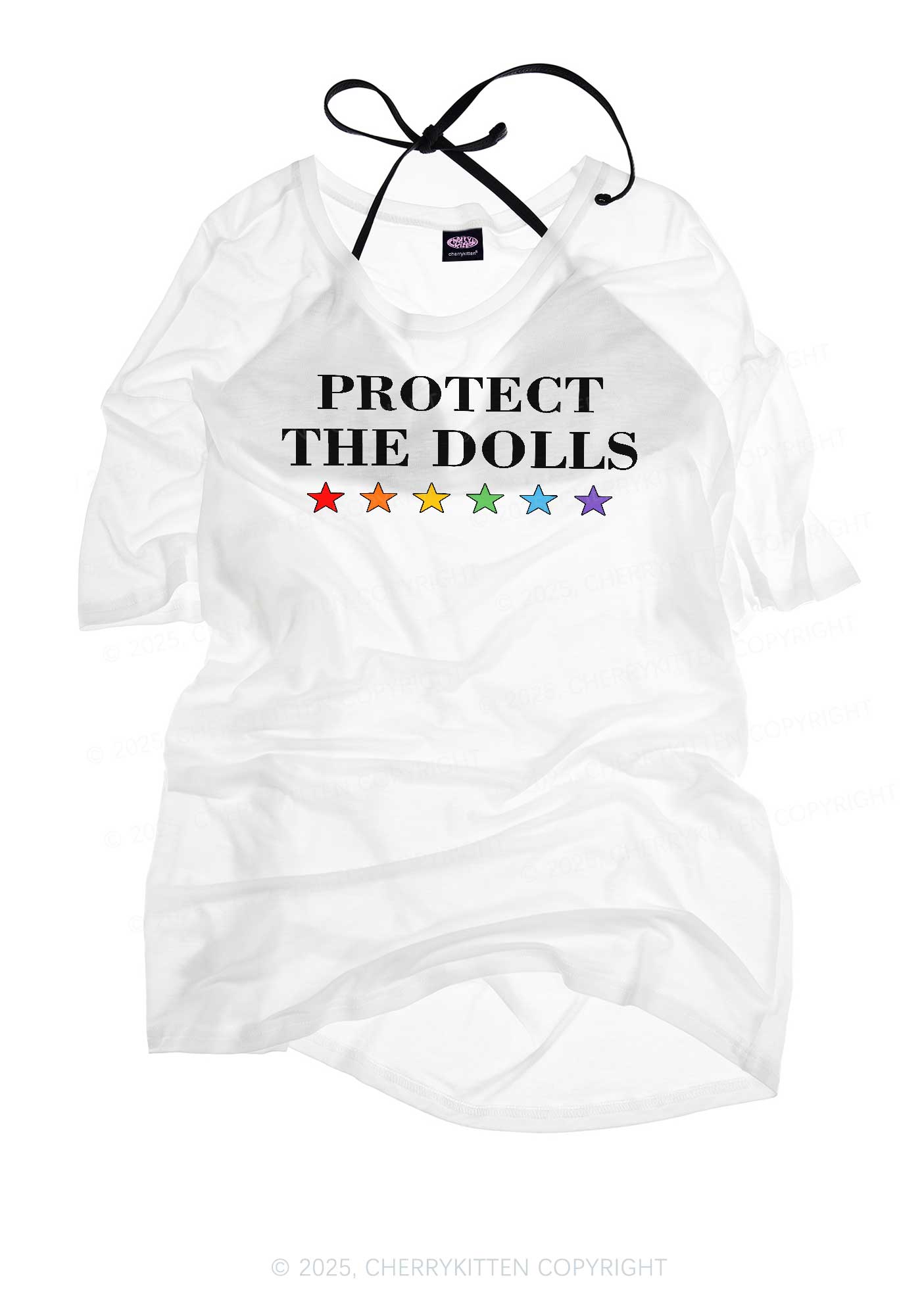 Protect The Dolls Pride Y2K Sheer Boyfriend Tee Cherrykitten