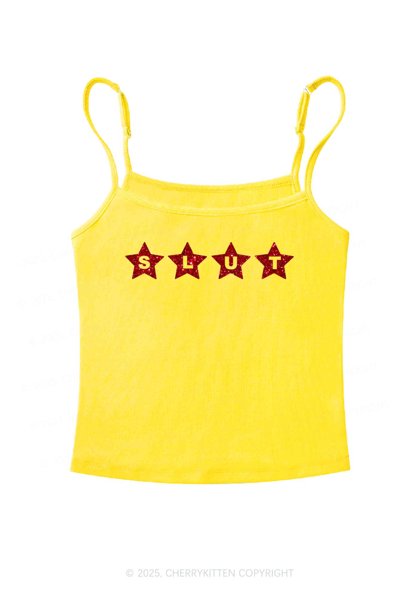 Glitter Slxt Y2K Spaghetti Strap Cami Cherrykitten
