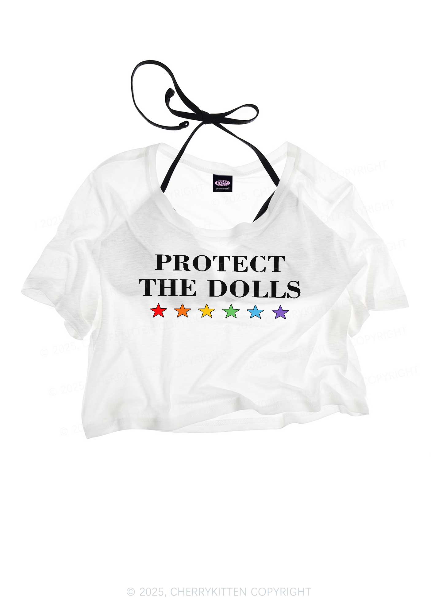Protect The Dolls Pride Y2K Sheer Crop Tee Cherrykitten