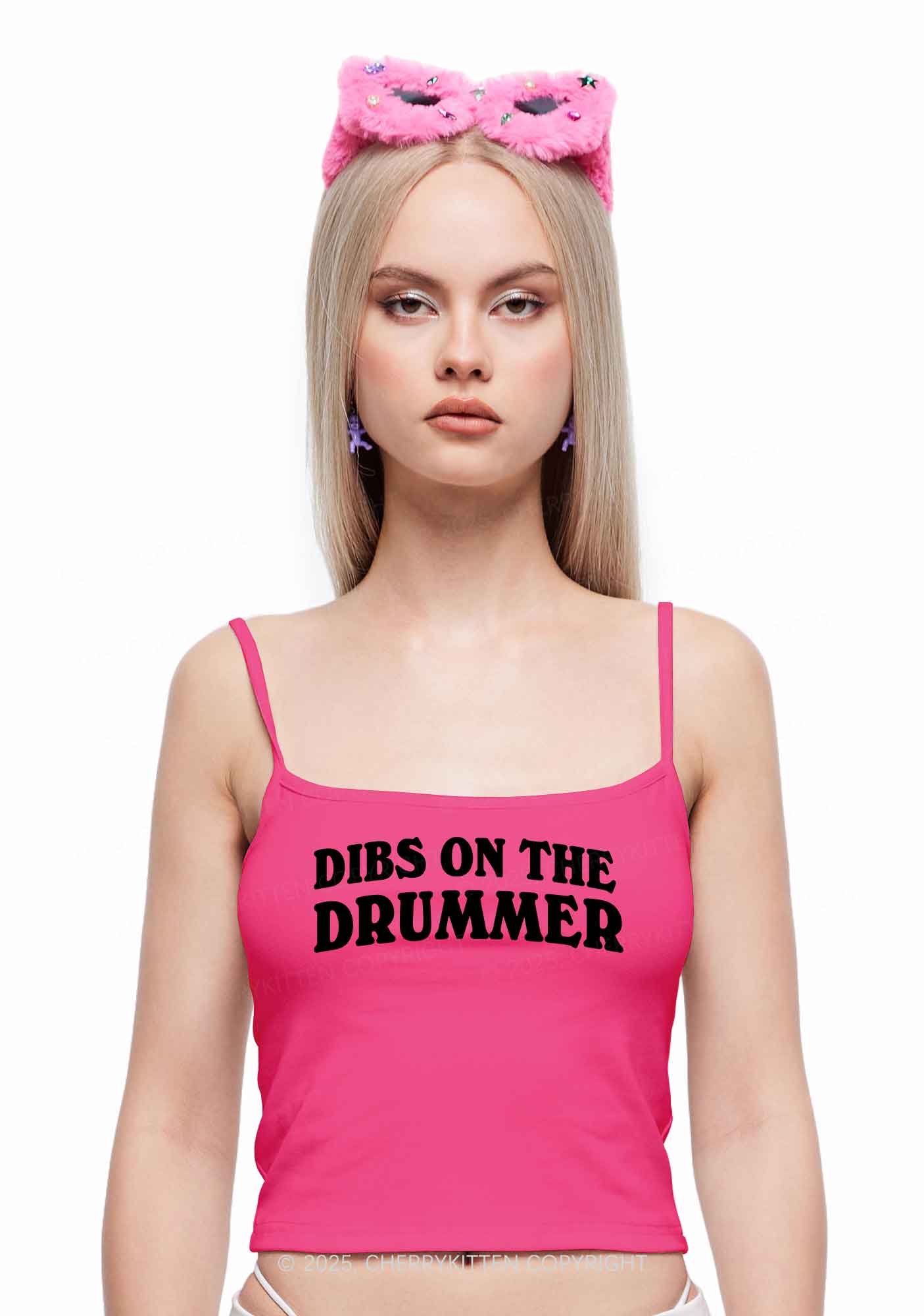 Dibs On The Drummer Y2K Spaghetti Strap Cami Cherrykitten
