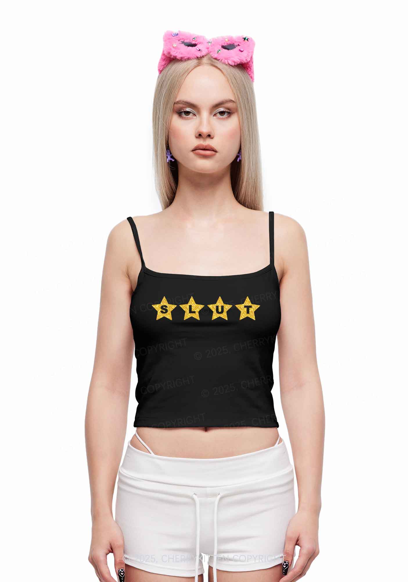 Glitter Slxt Y2K Spaghetti Strap Cami Cherrykitten