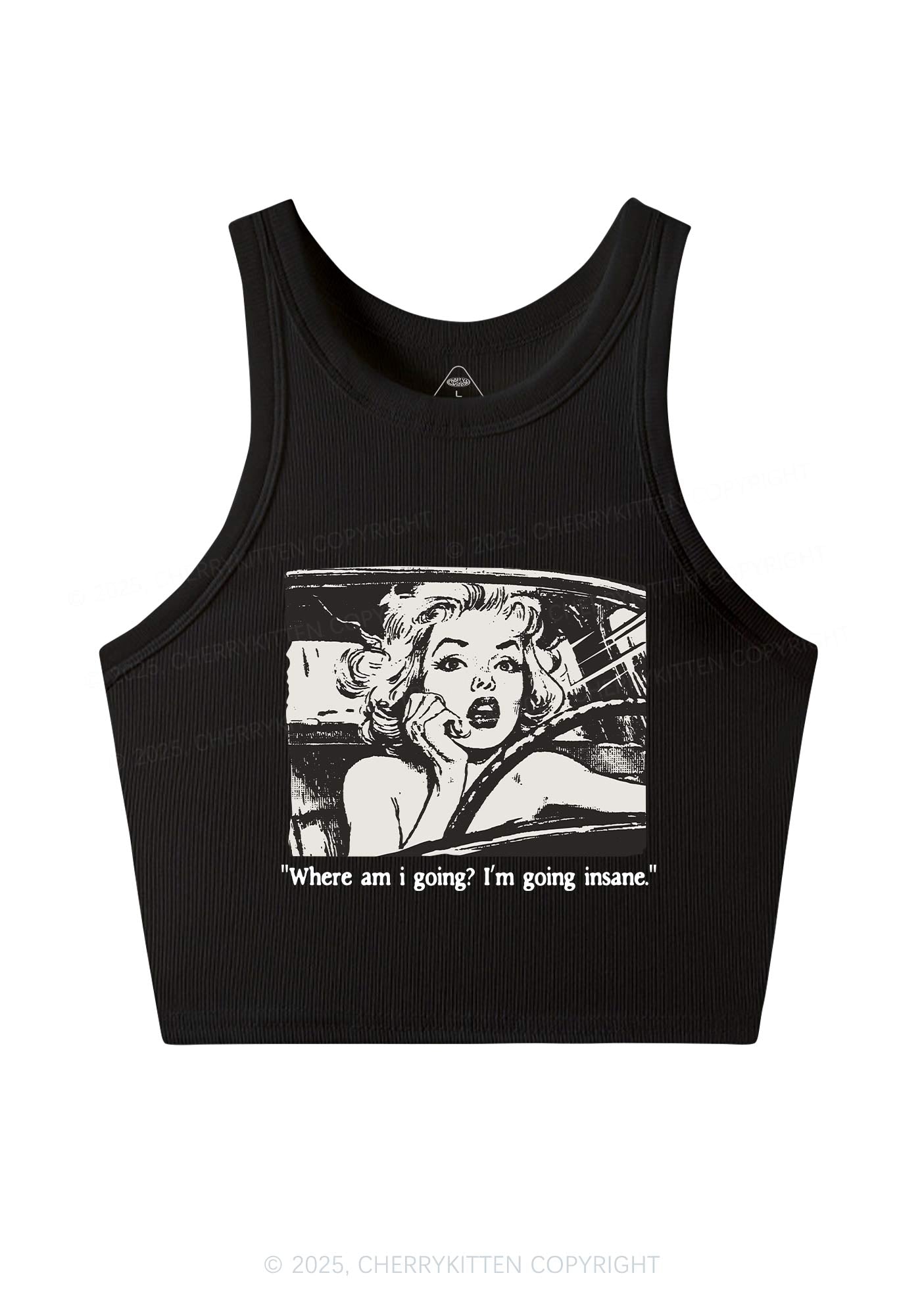 Woman Going Insane Y2K Crop Tank Top Cherrykitten