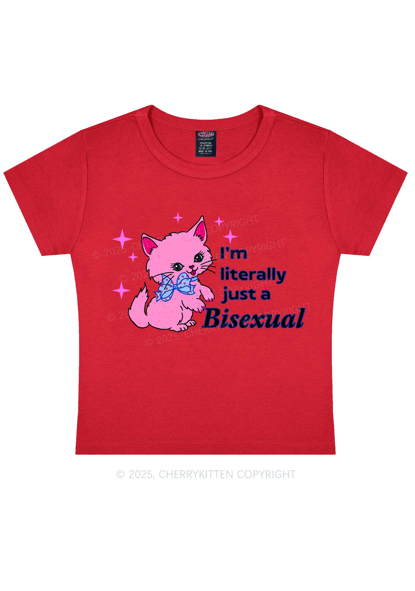 Literally Just A Bisexual Pride Y2K Baby Tee Cherrykitten