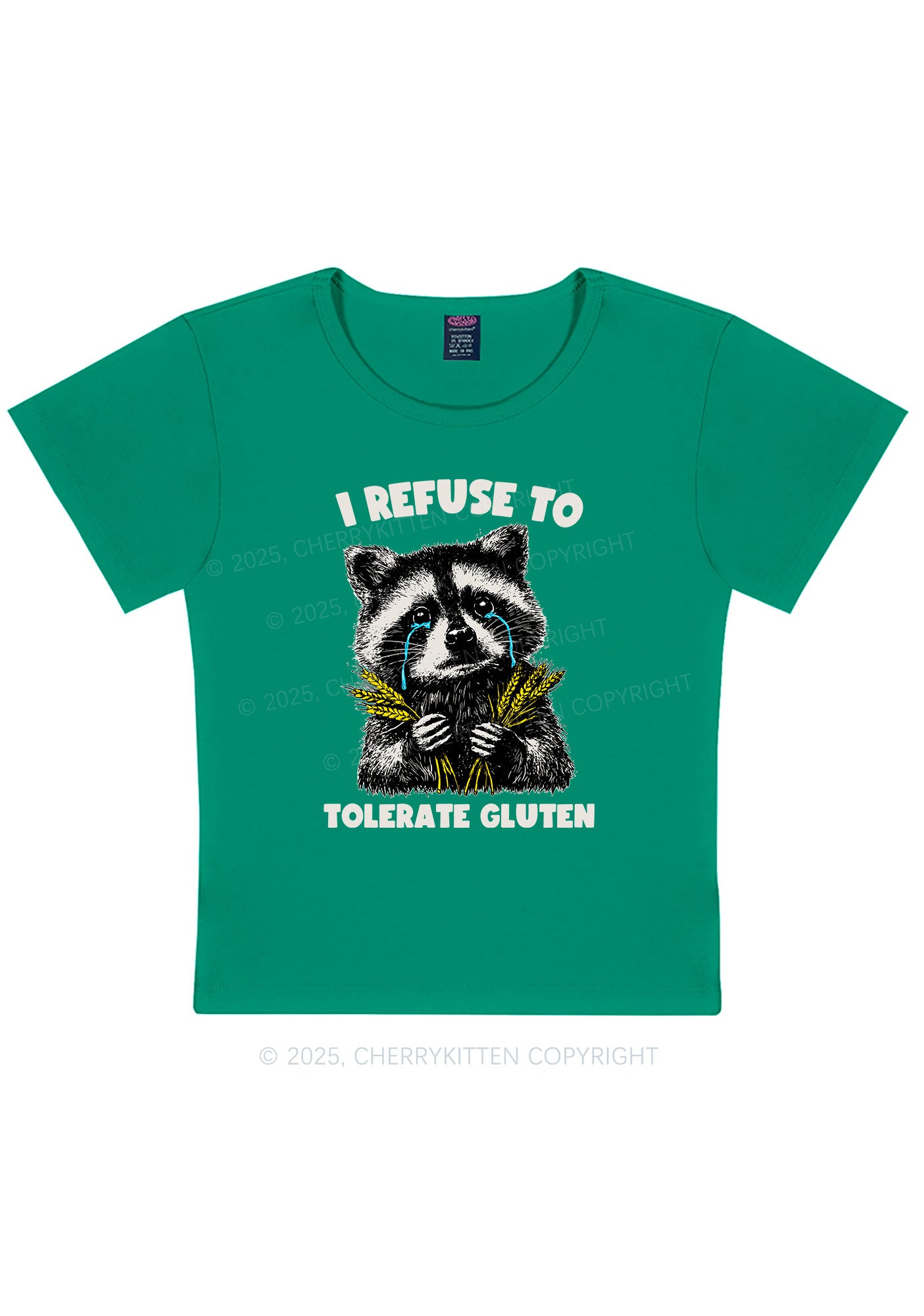 Refuse To Tolerate Gluten Y2K Baby Tee Cherrykitten