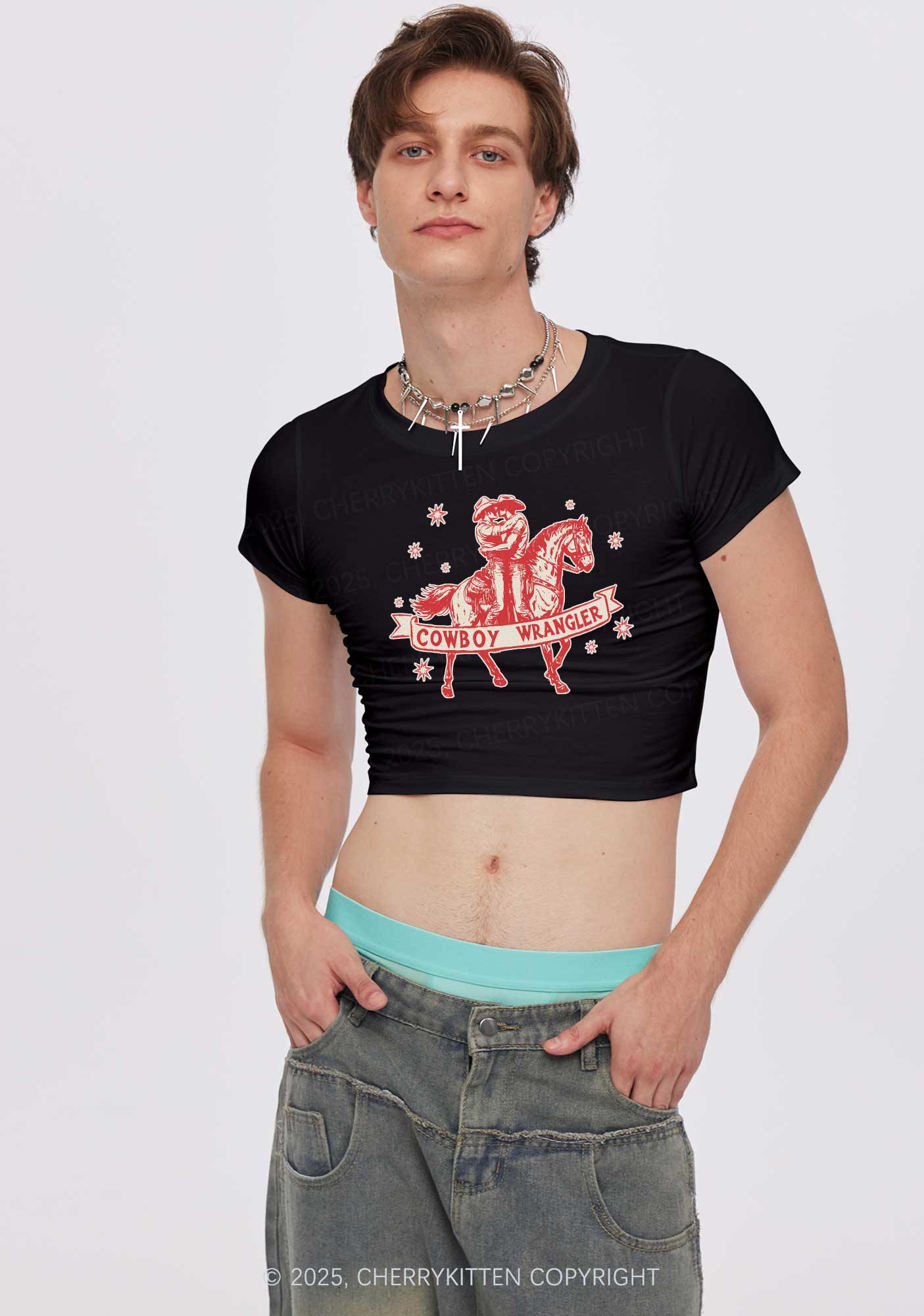 Cowboy Wrangler Pride Y2K Baby Tee Cherrykitten