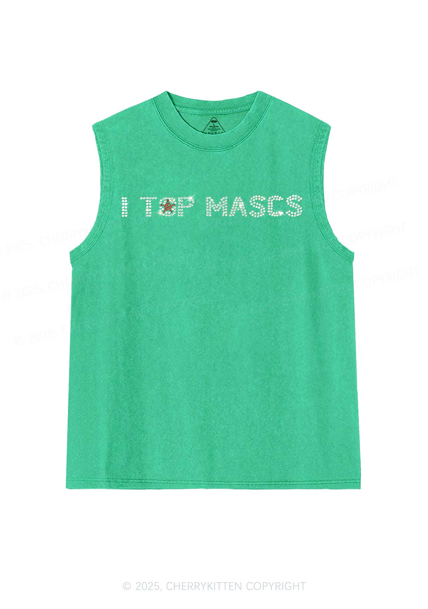 Rhinestone I Top Mascs Pride Y2K Washed Muscle Tank Cherrykitten