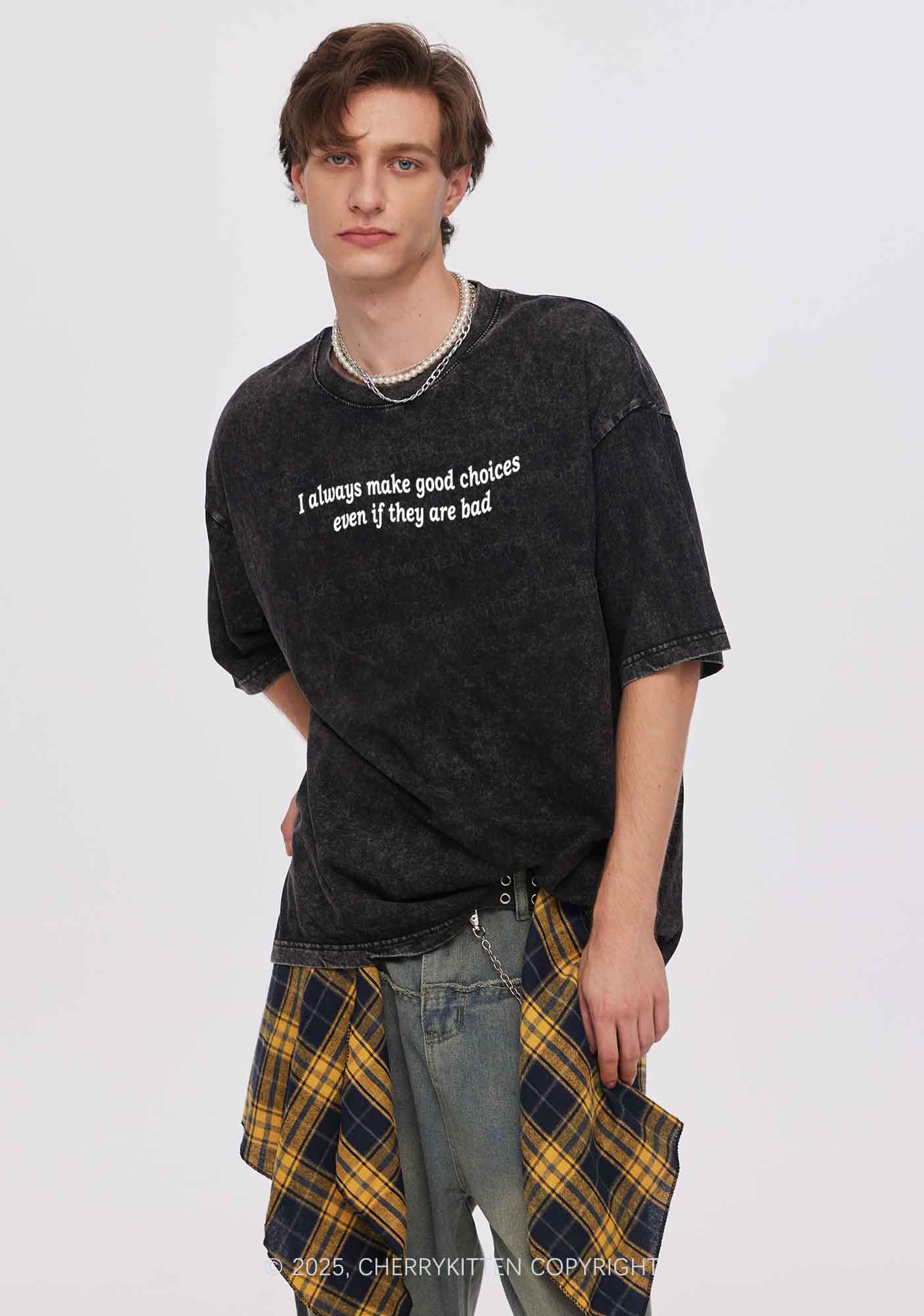 Always Make Good Choices Y2K Washed Tee Cherrykitten
