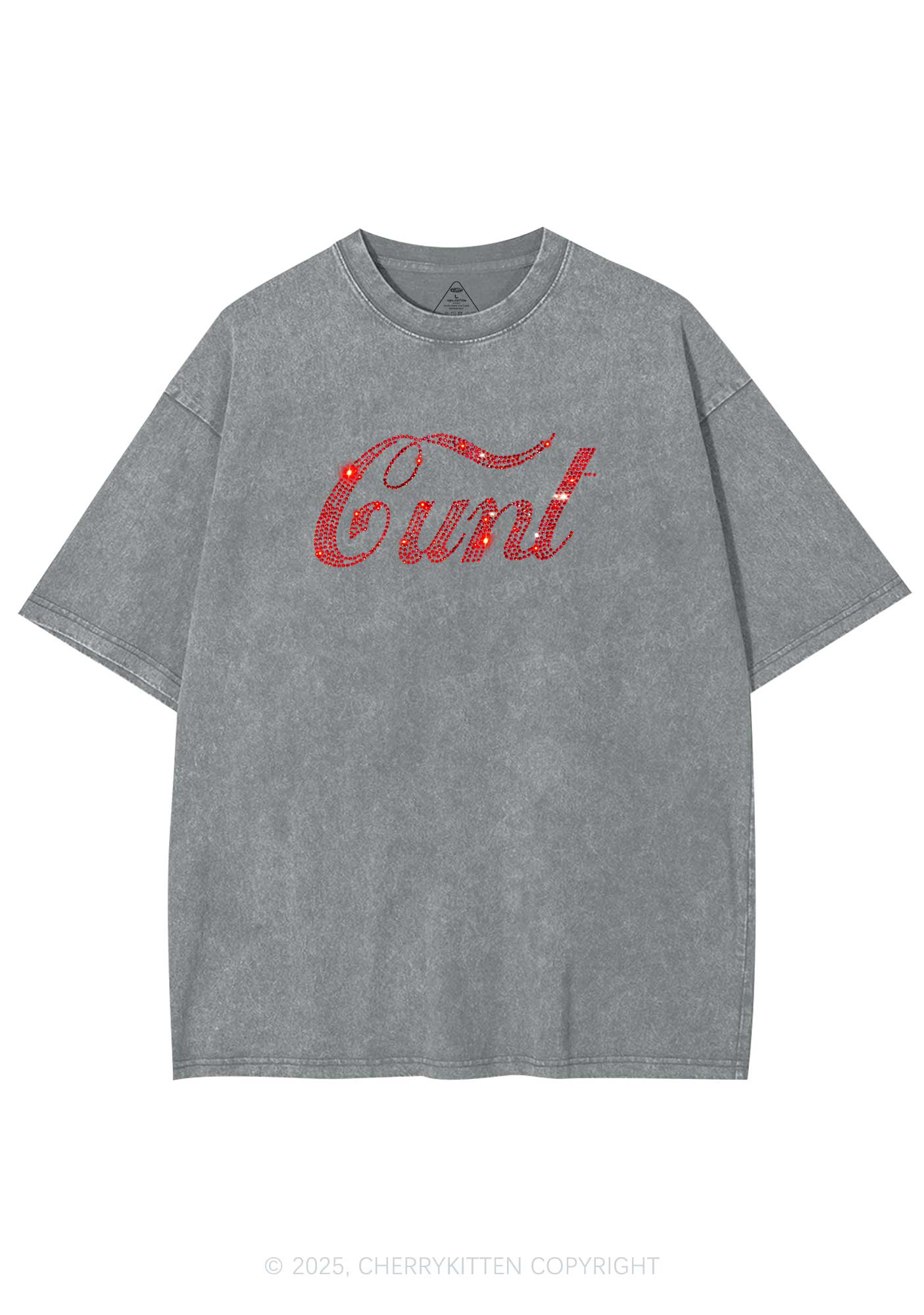 Rhinestone Special Cxxt Y2K Shirts Washed Tee Cherrykitten