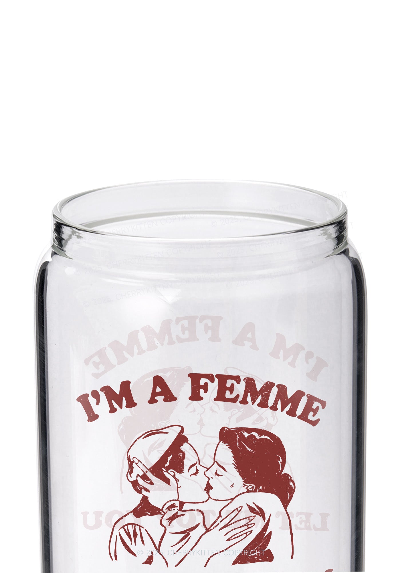 I'm A Femme Pride Y2K Printed Glass Cup Cherrykitten