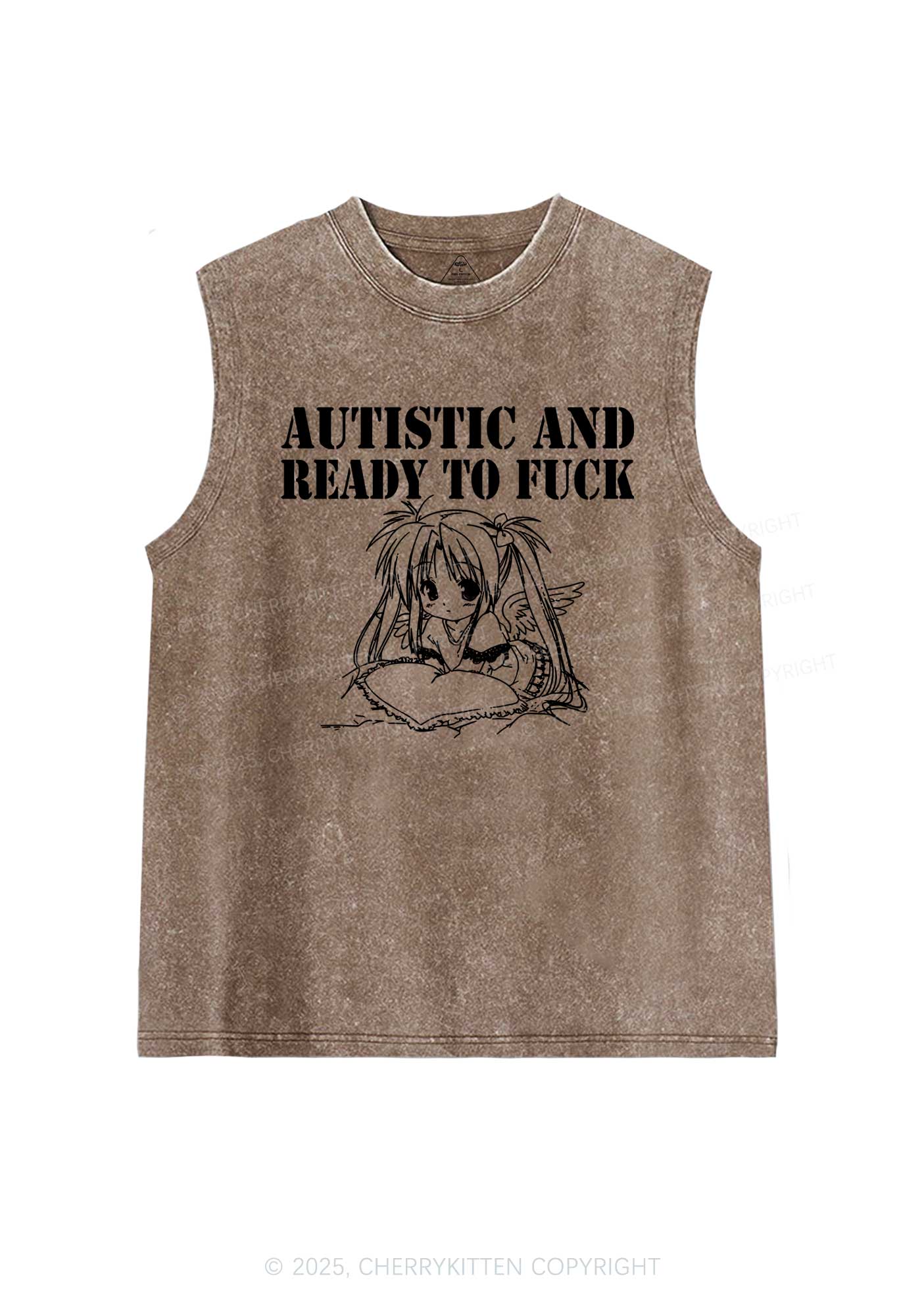 Autistic Ready To Fxxk Y2K Washed Muscle Tank Cherrykitten