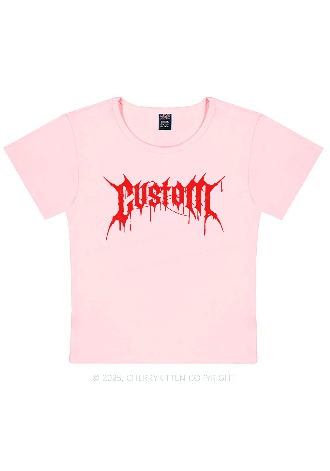 Custom Font Art Y2K Baby Tee Cherrykitten