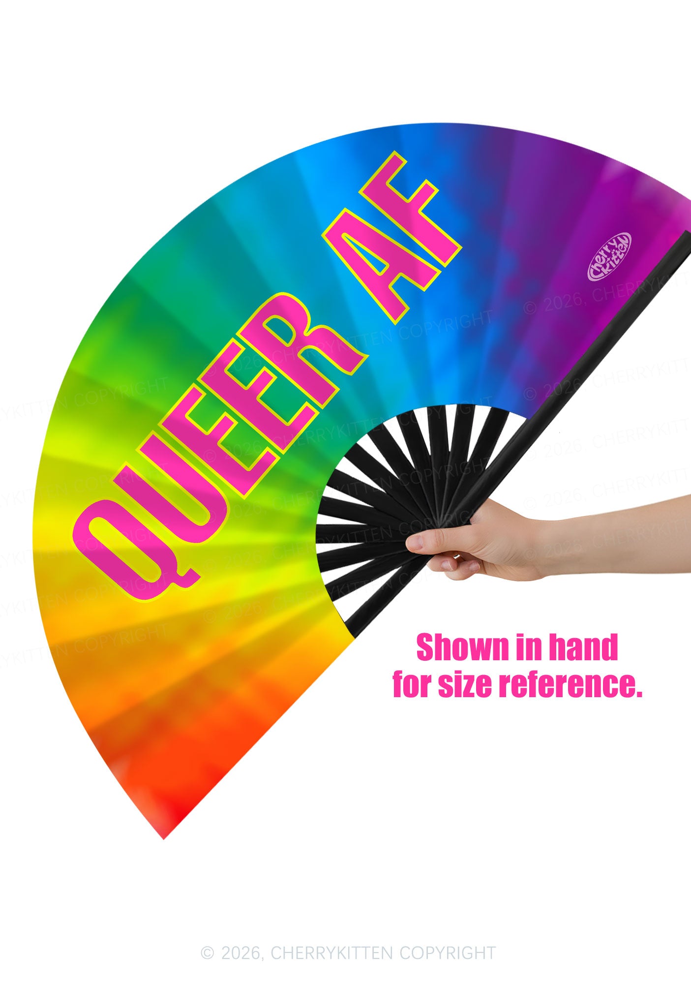 Queer AF Pride Y2K Rave Hand Fan Cherrykitten