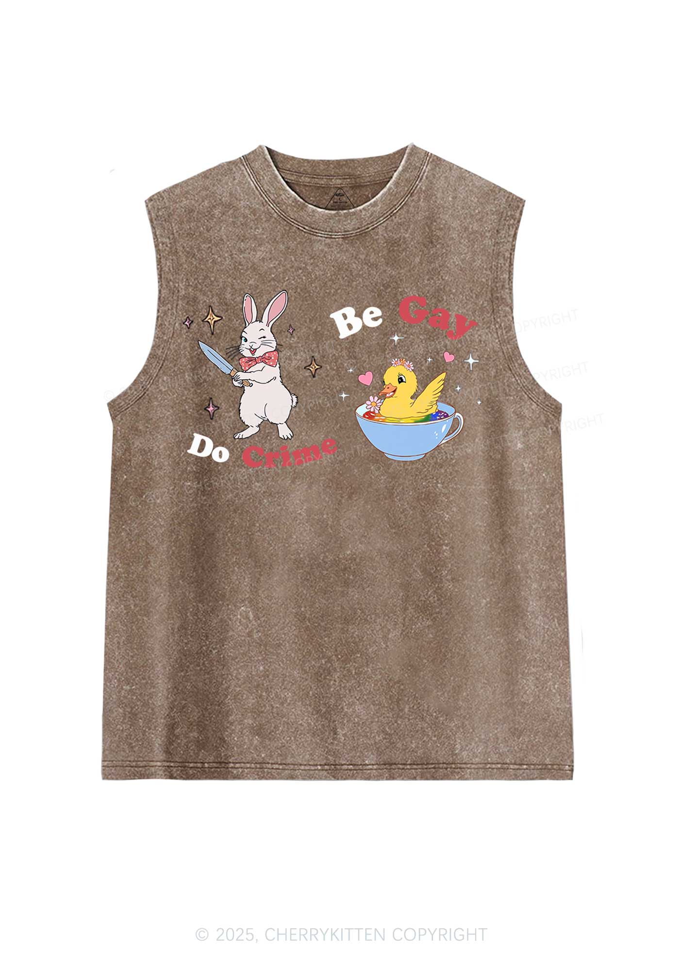 Be Gay Do Crime Pride Y2K Washed Muscle Tank Cherrykitten
