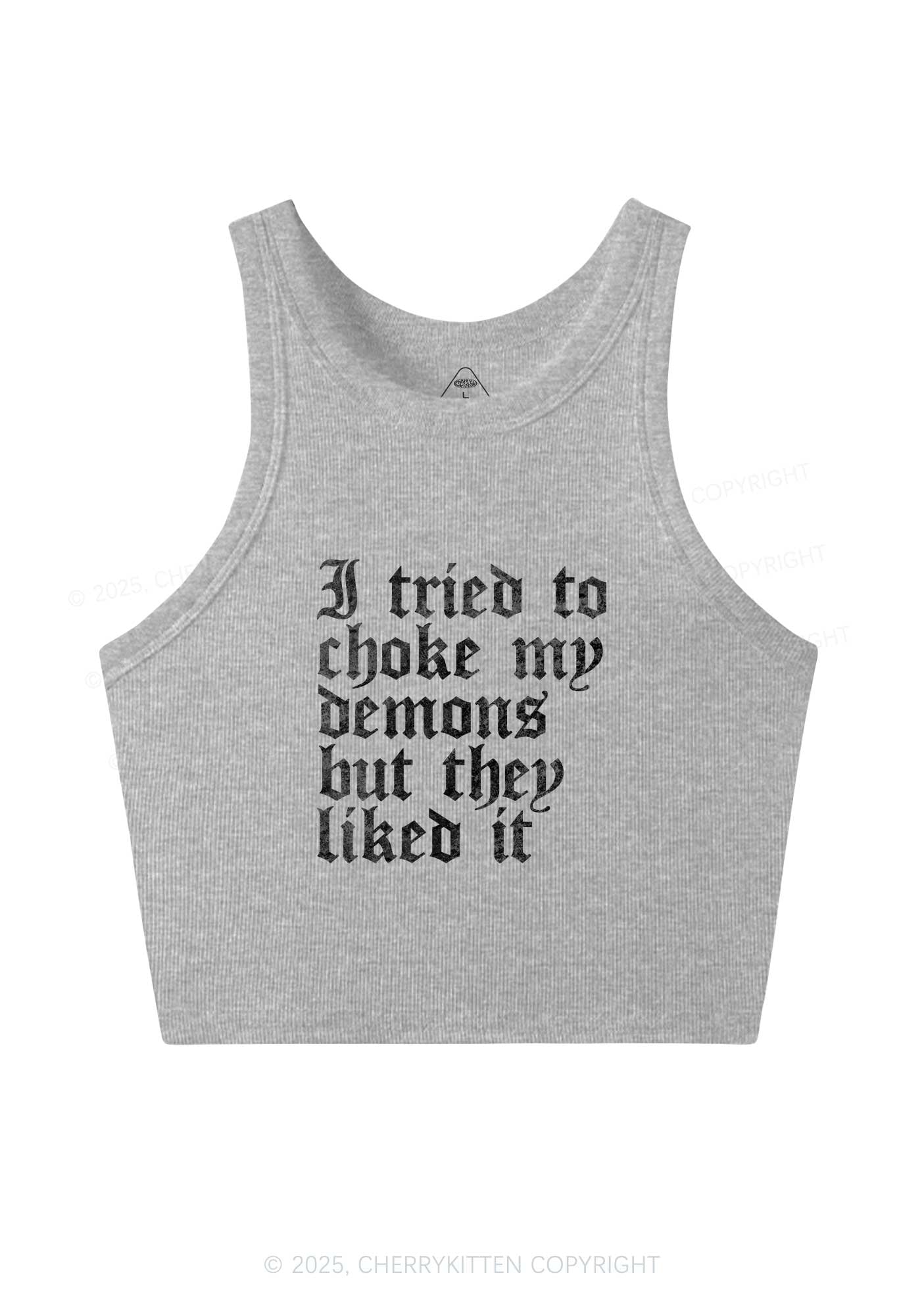 Halloween Choke Demons They Liked Y2K Crop Tank Top Cherrykitten