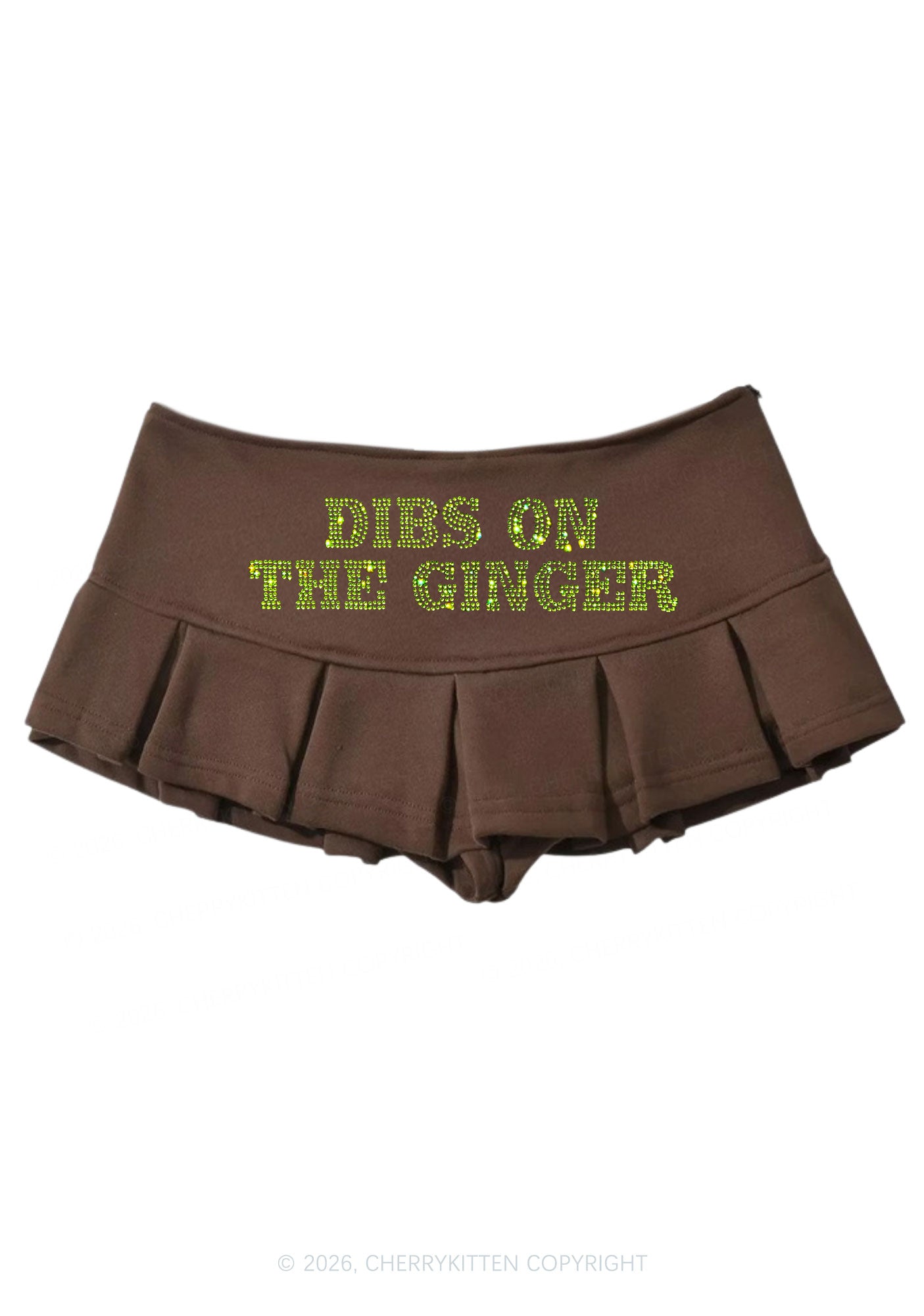 Rhinestone Dibs On The Ginger St Patricks Y2K Mini Pleated Skirts Cherrykitten