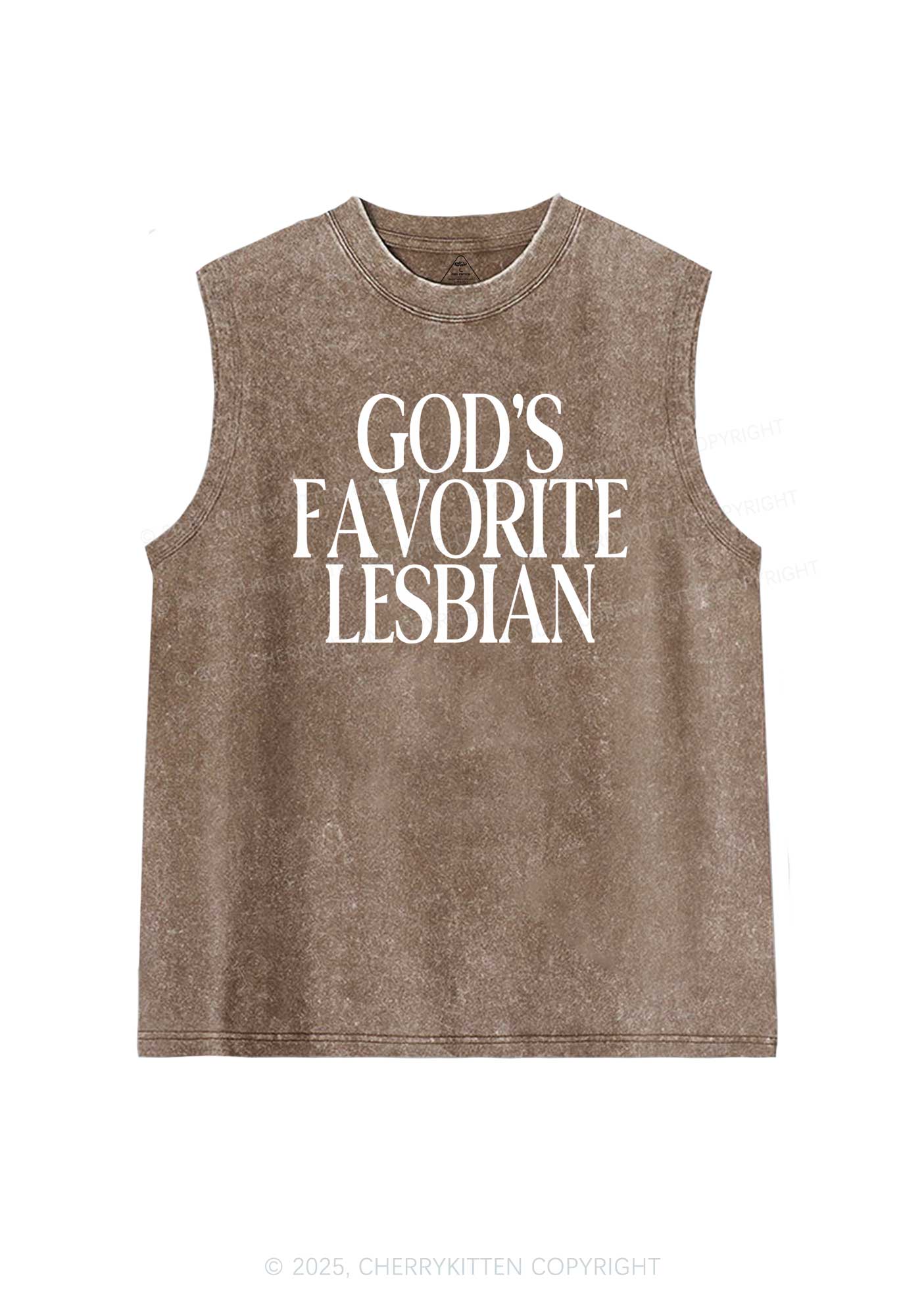 Gods Favorite Lesbian Pride Y2K Washed Muscle Tank Cherrykitten