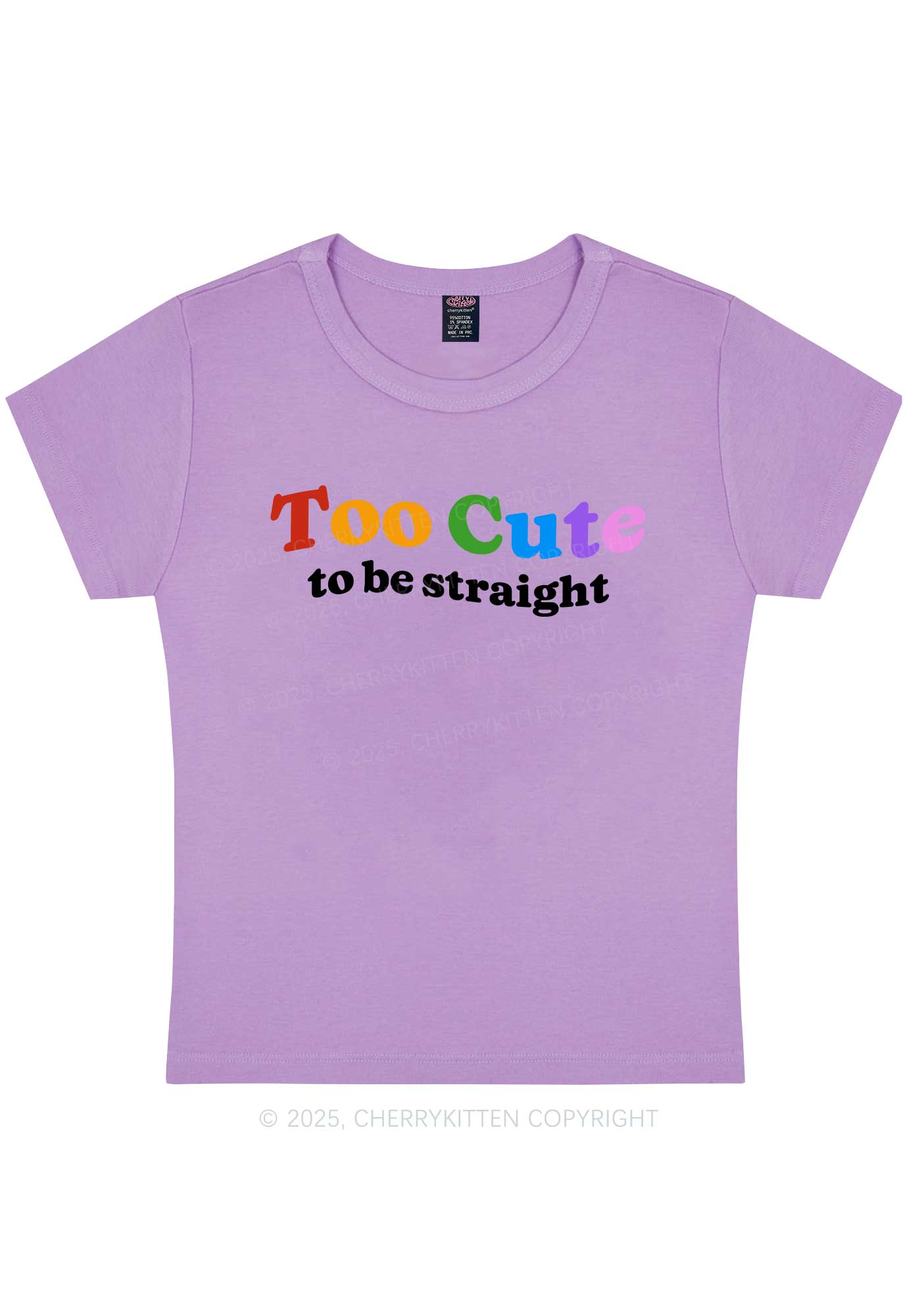 Too Cute To Be Straight Pride Y2K Baby Tee Cherrykitten