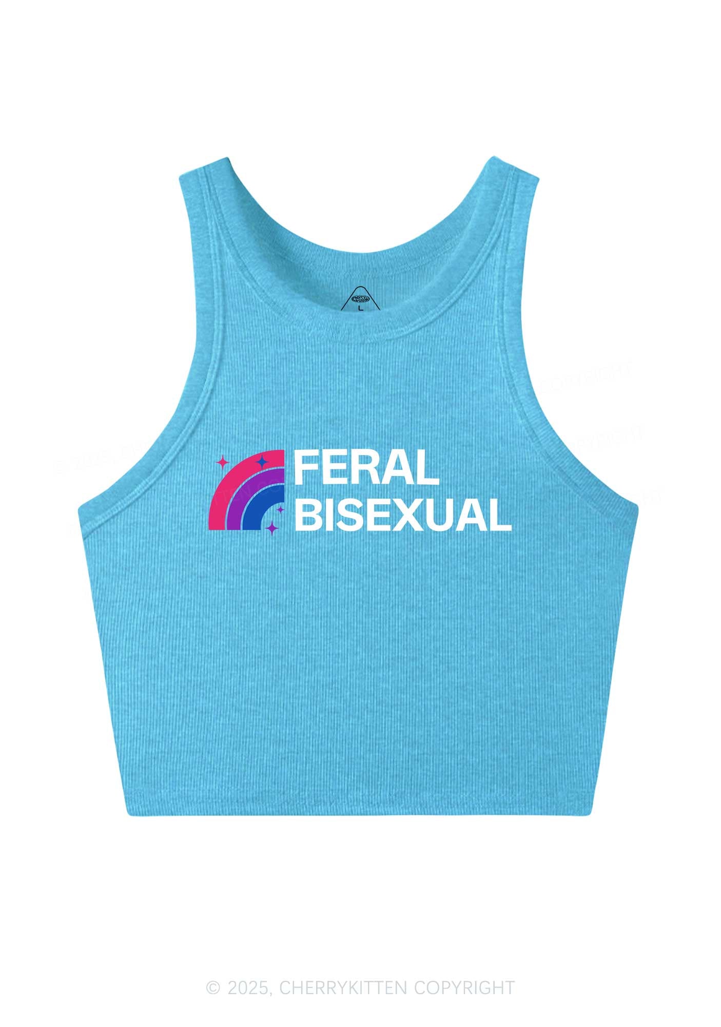 Feral Bisexual Pride Y2K Crop Tank Top Cherrykitten
