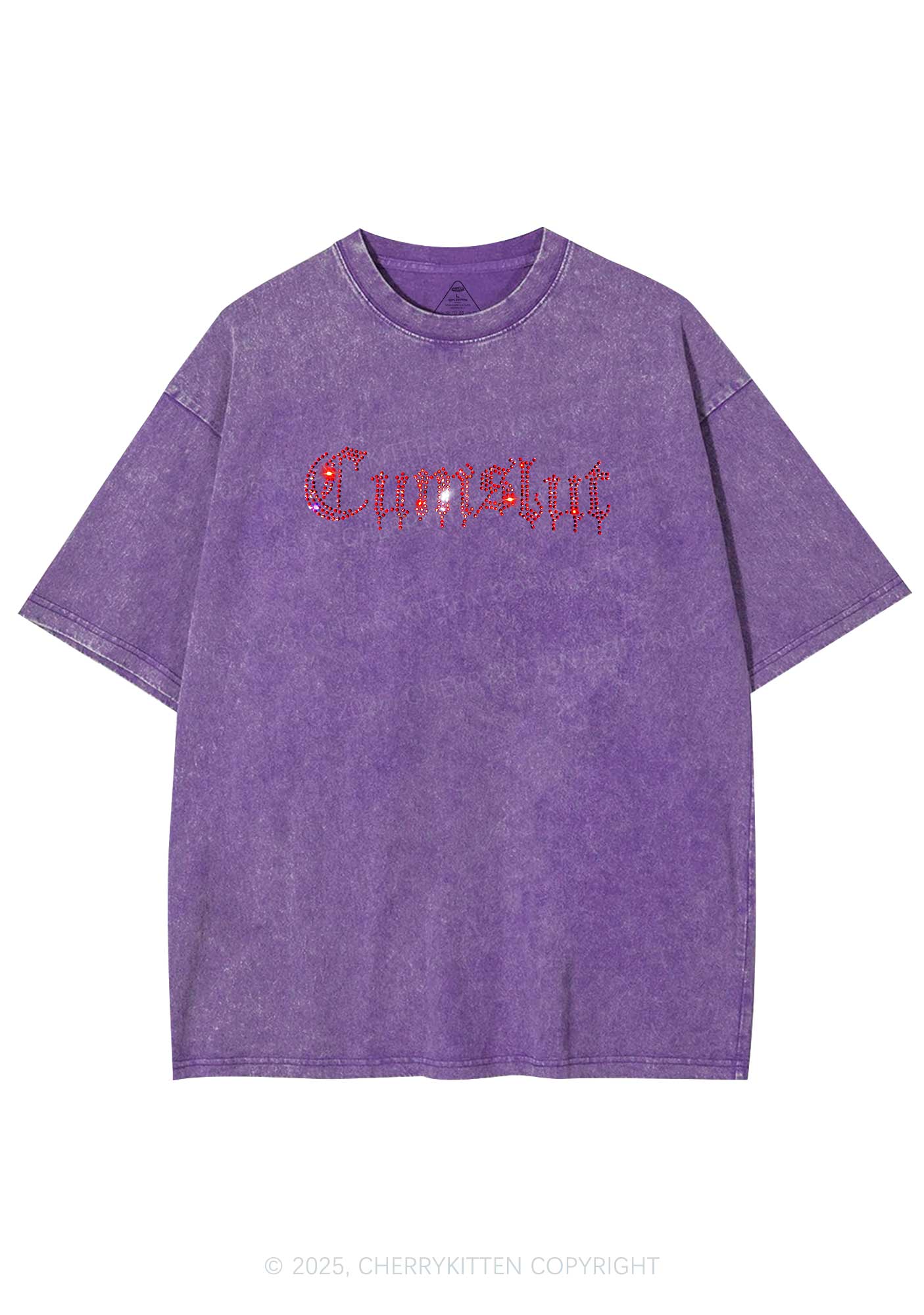 Rhinestone Cxmslxt Y2K Shirts Washed Tee Cherrykitten
