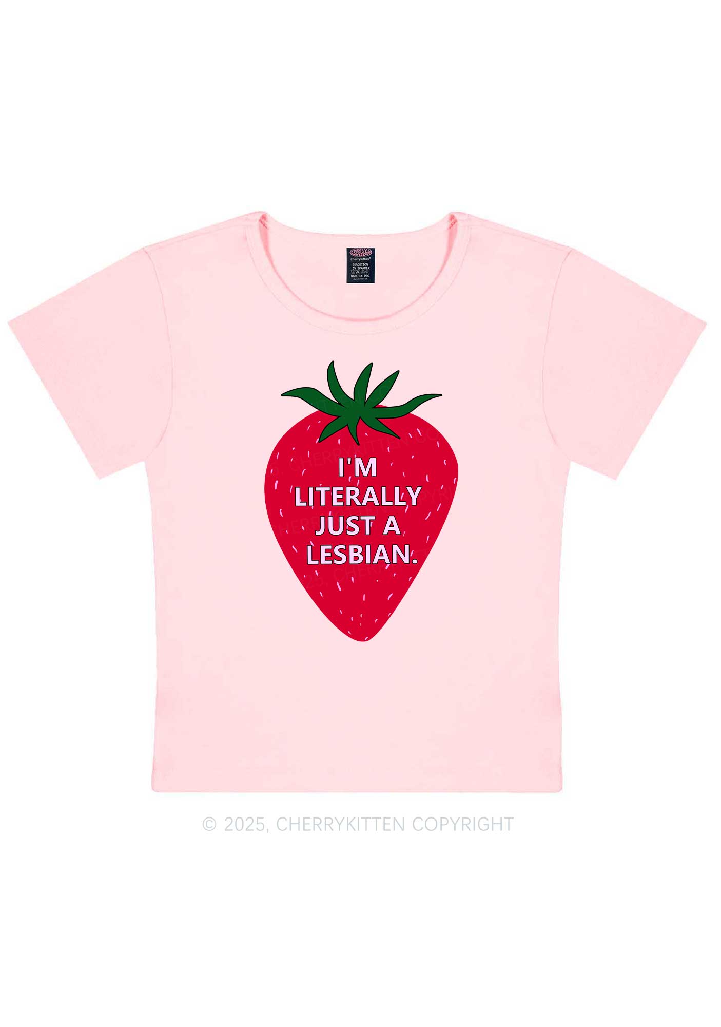 Lesbian Strawberry Pride Y2K Baby Tee Cherrykitten