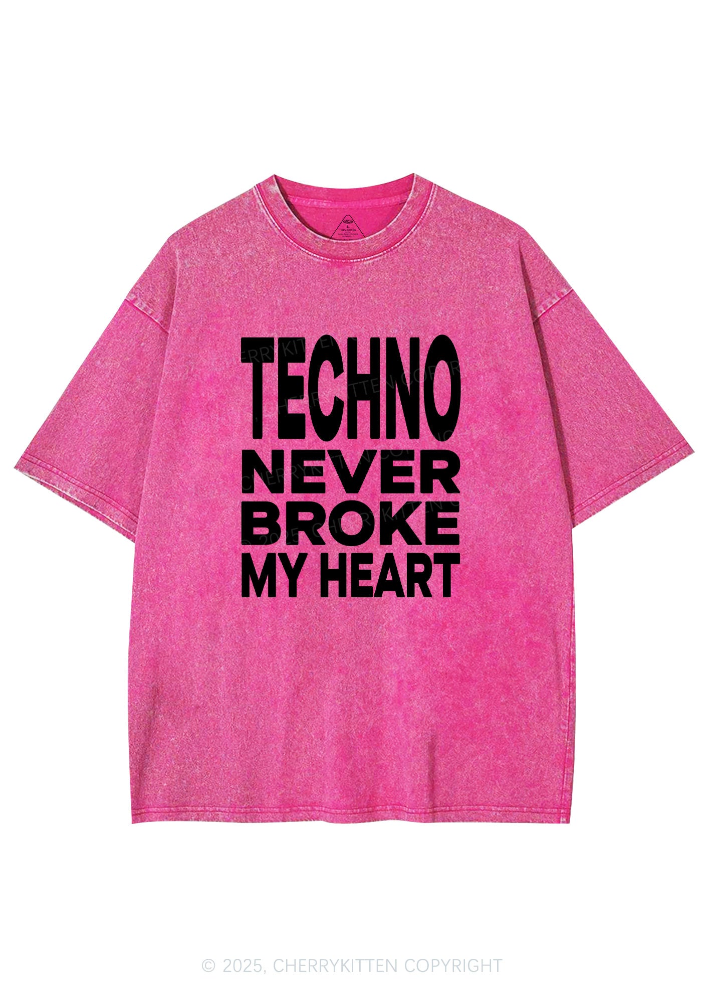 Techno Heart Y2K Shirts Washed Tee Cherrykitten