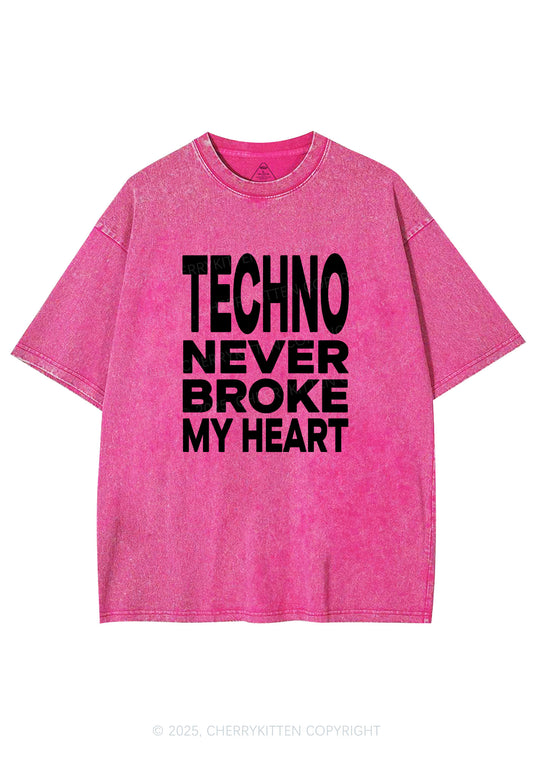 Techno Heart Y2K Shirts Washed Tee Cherrykitten