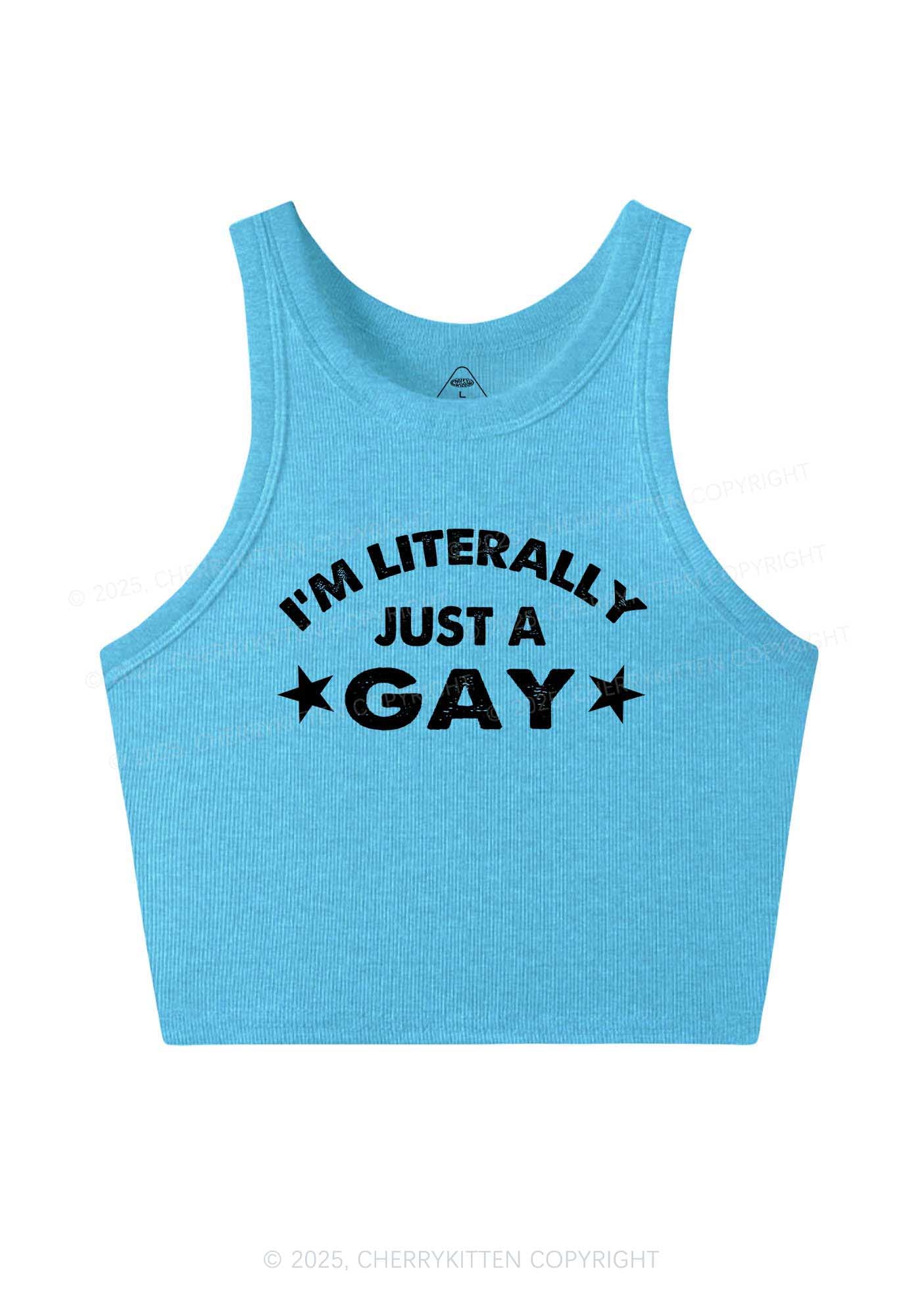 Literally Just A Gay Pride Y2K Crop Tank Top Cherrykitten