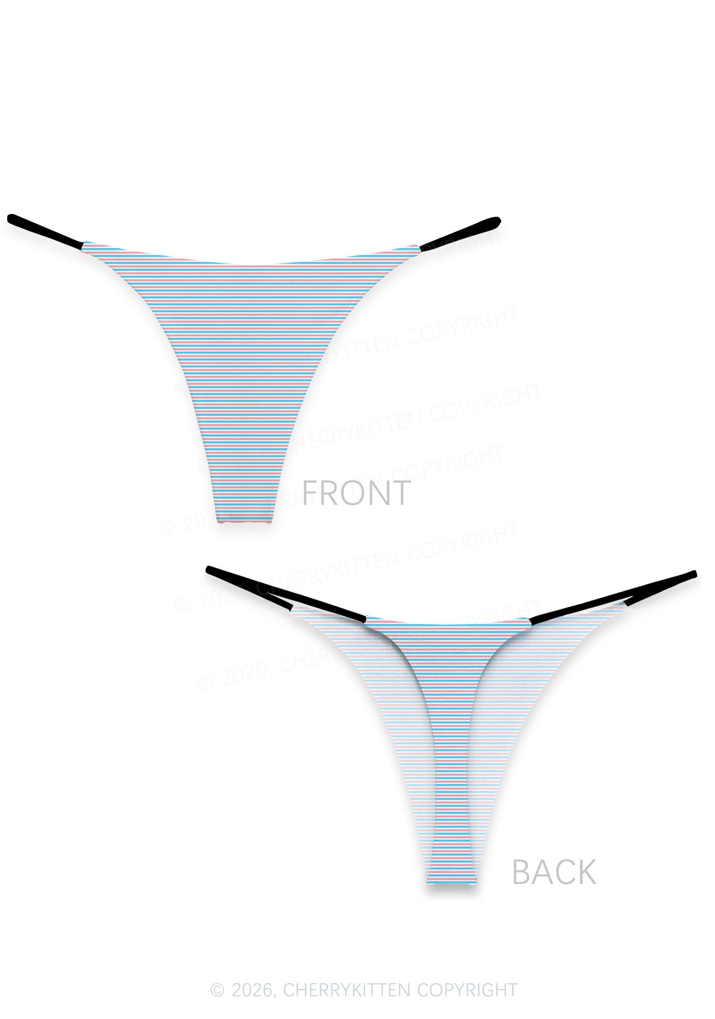 Trans Stripes Pride Y2K Print Bikini String Thong Cherrykitten