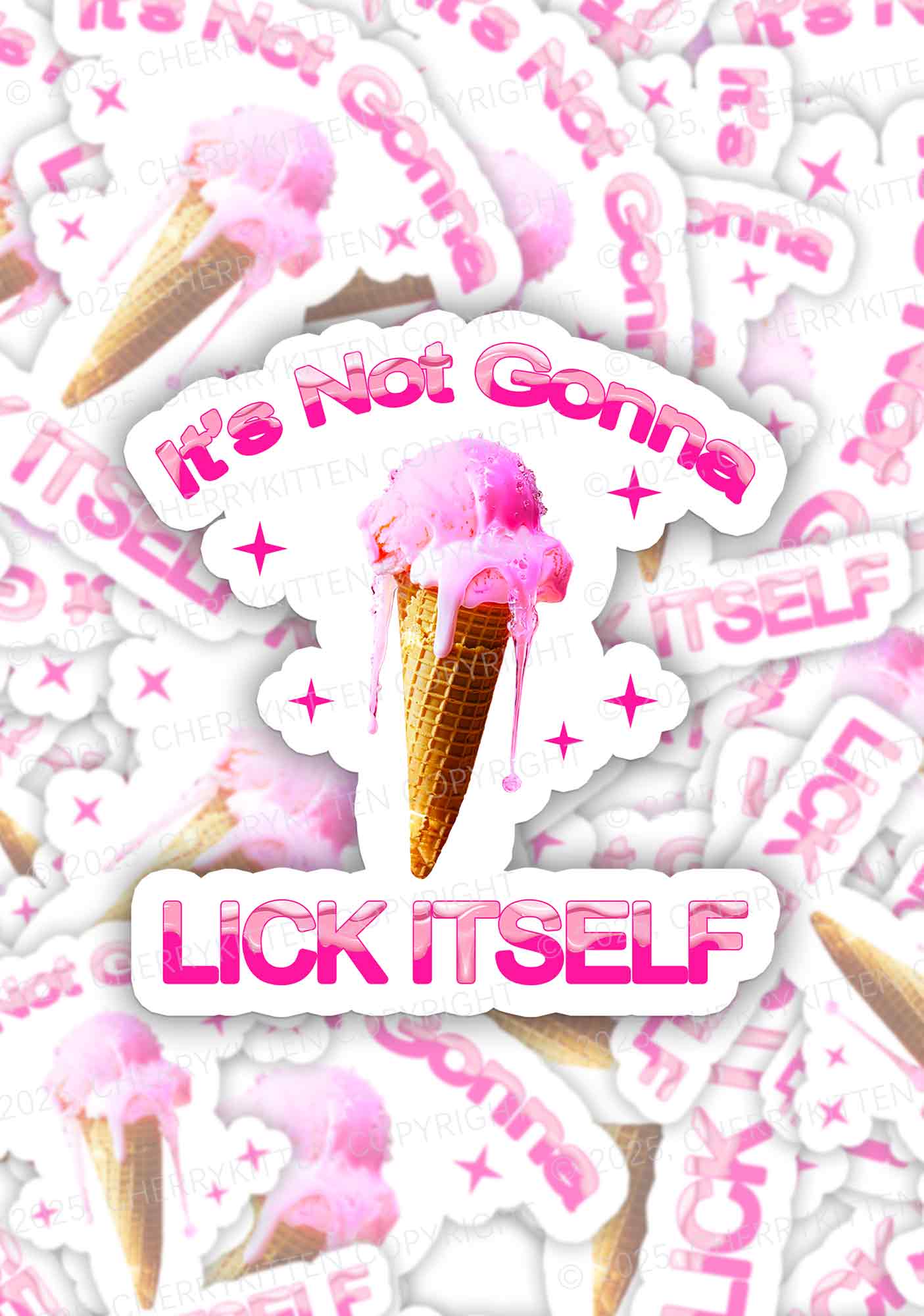 Ice Cream Lick Itself 1Pc Y2K Sticker Cherrykitten