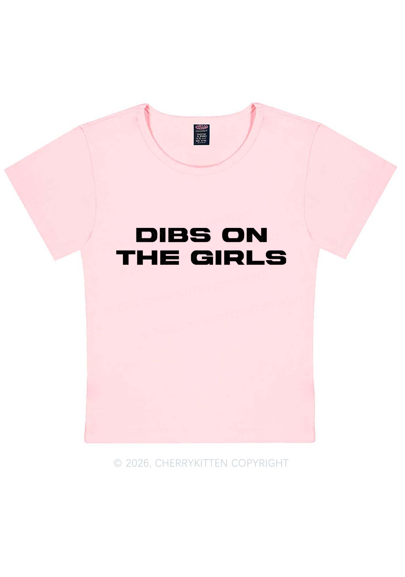 Dibs On The Girls Pride Y2K Baby Tee Cherrykitten
