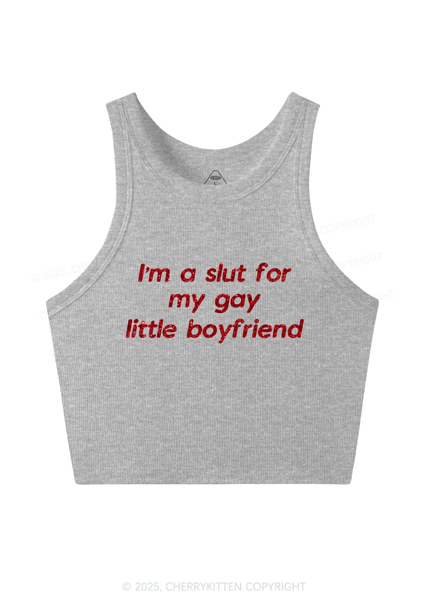 Glitter Slxt For My Gay BF Y2K Crop Tank Top Cherrykitten