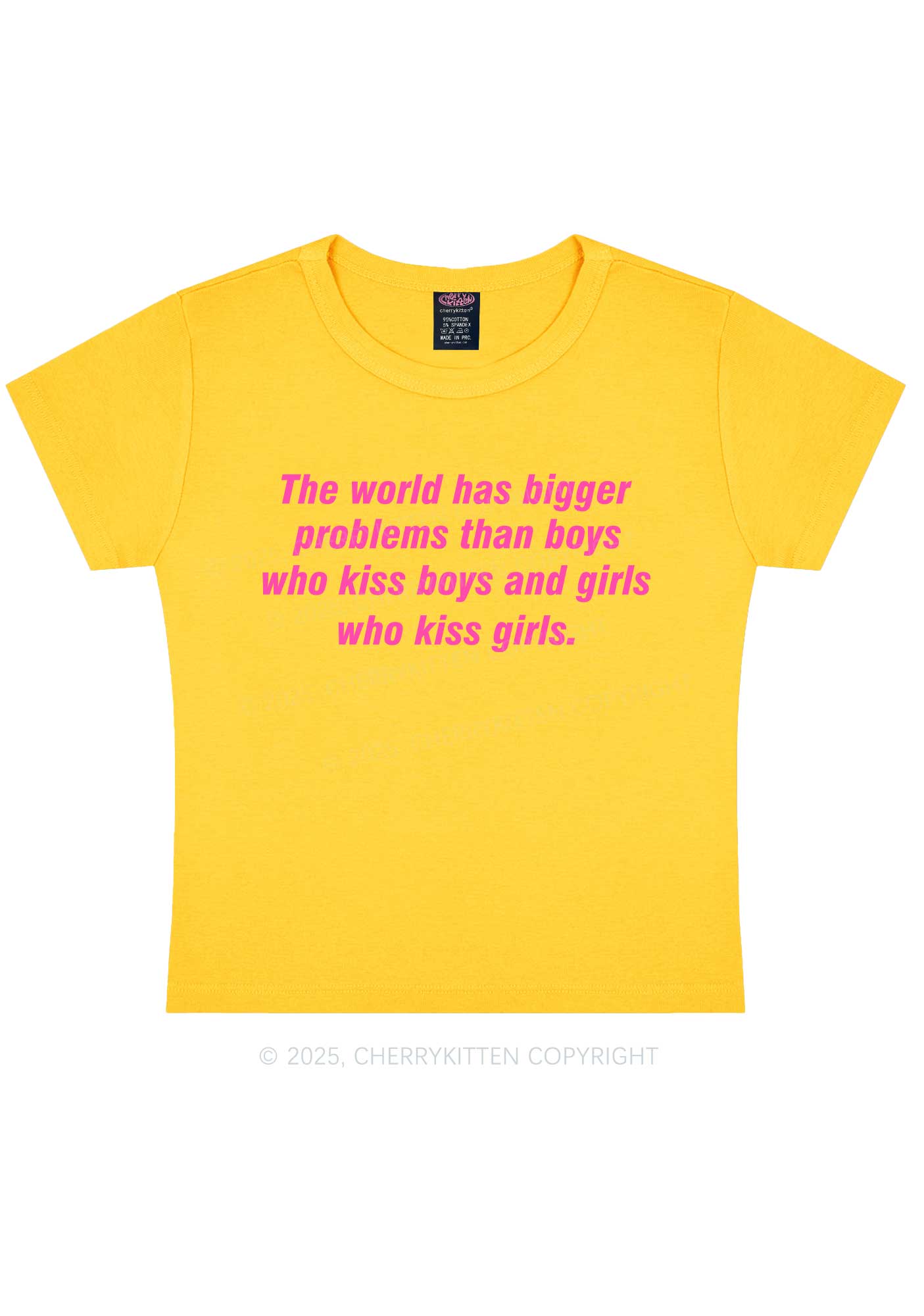Who Kiss Girls Pride Y2K Baby Tee Cherrykitten